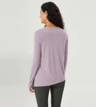 Split Hem Long Sleeve Athletic Gym Workout Tee - ododos