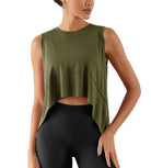 Modal Soft Sleeveless Cropped Yoga Tank(Crop) Army Green - ododos