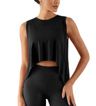 Modal Soft Sleeveless Cropped Yoga Tank(Crop) Black - ododos