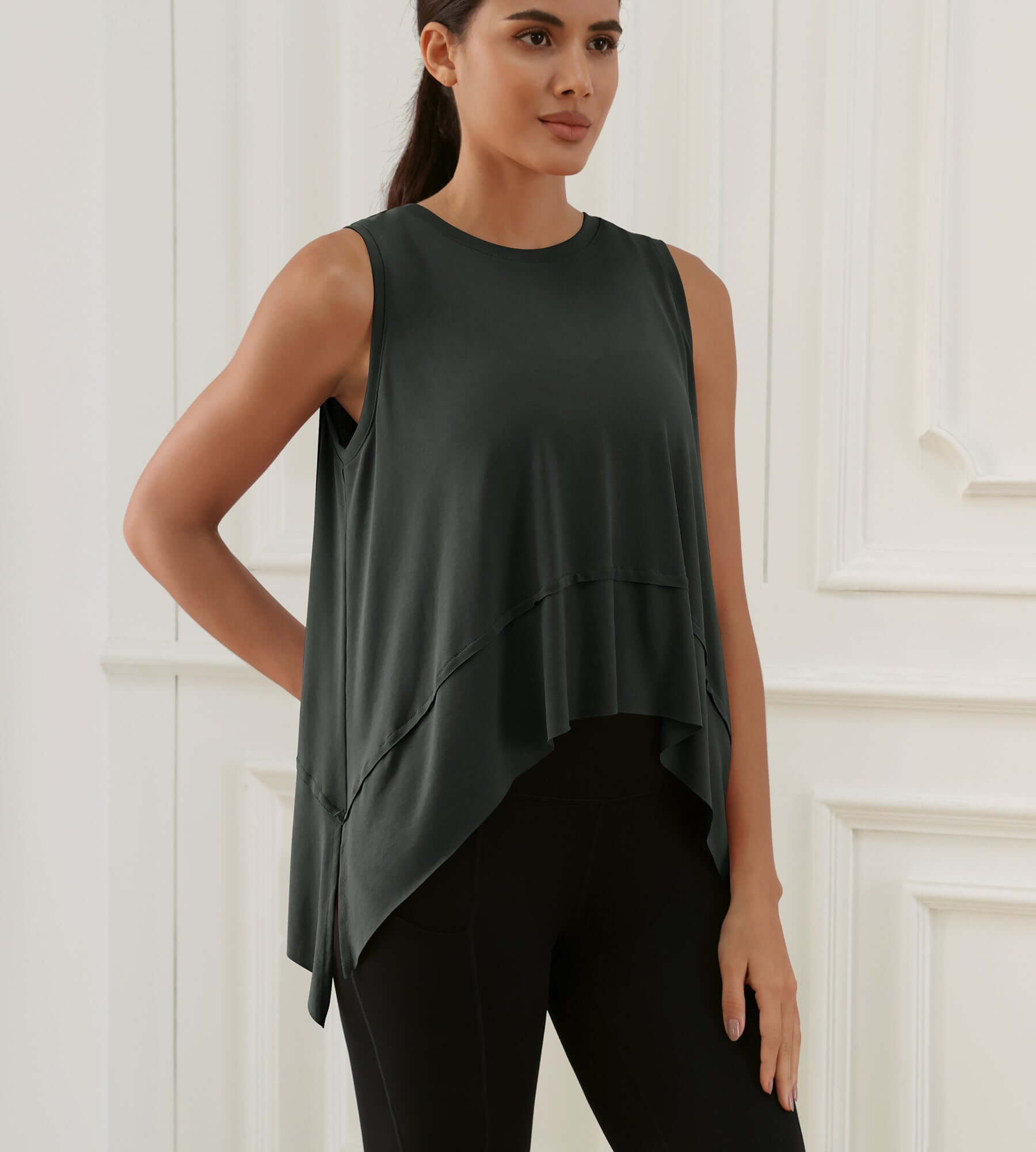 Modal Soft Sleeveless Cropped Yoga Tank (Long) - ododos