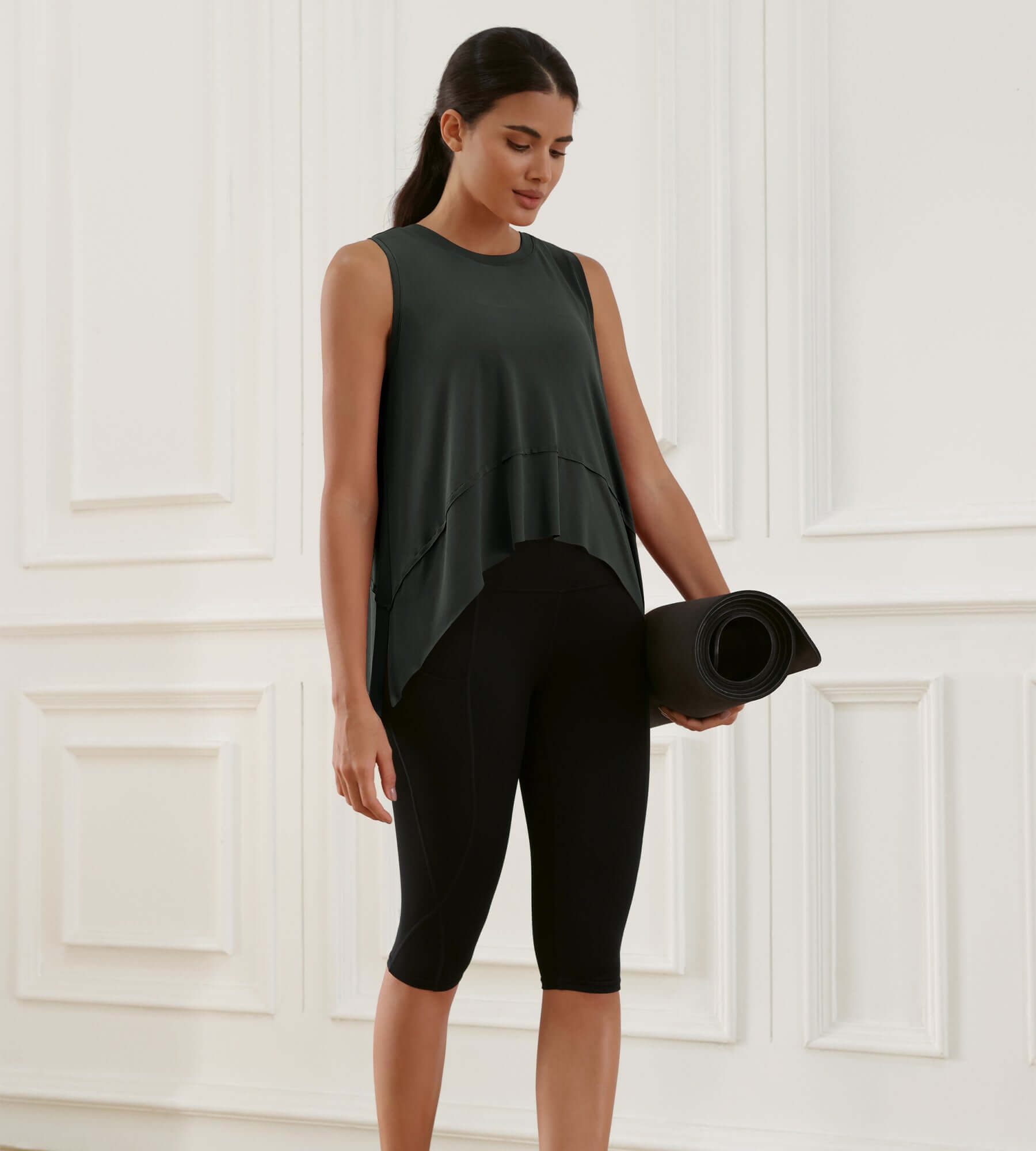 Modal Soft Sleeveless Cropped Yoga Tank (Long) - ododos