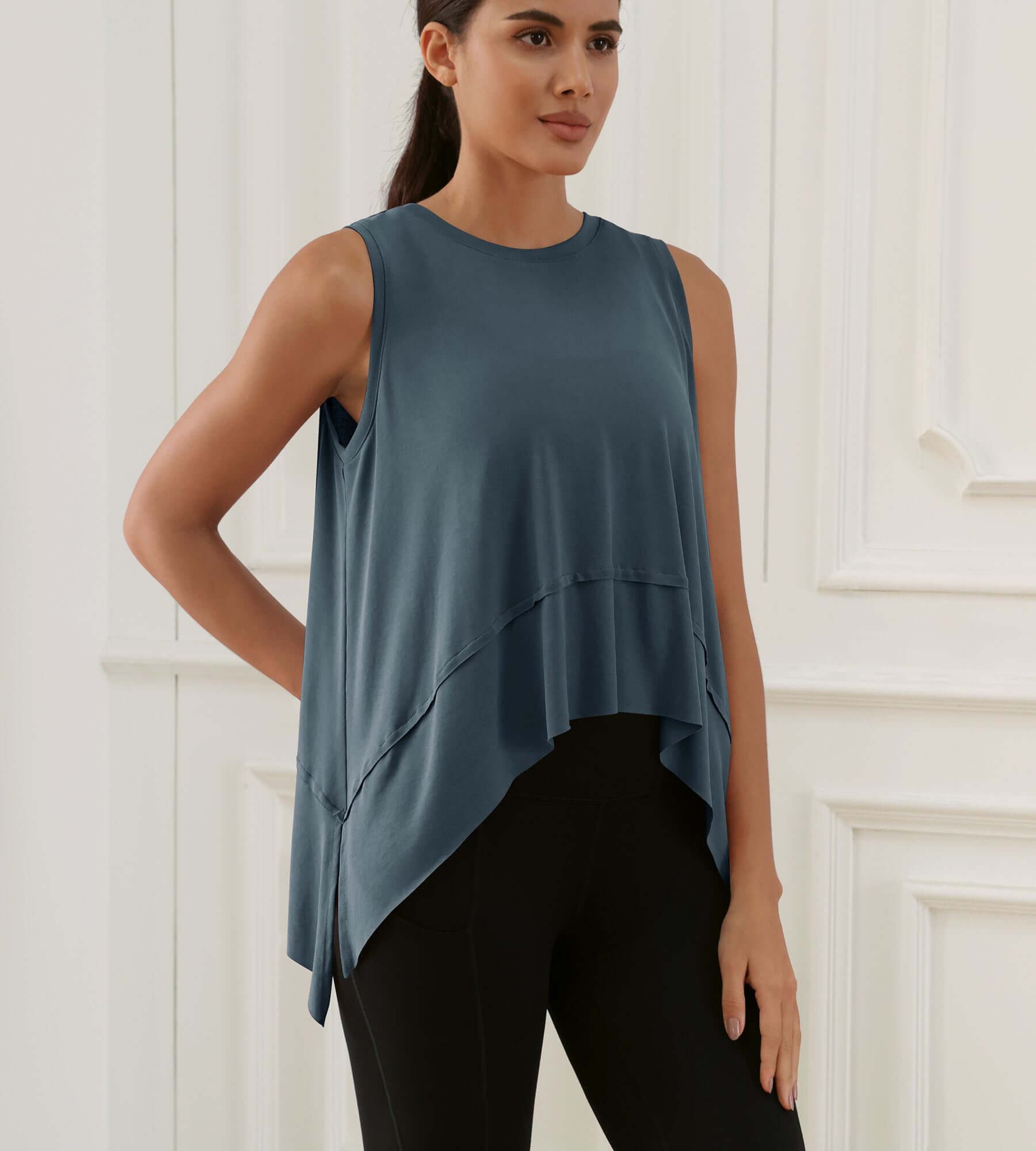 Modal Soft Sleeveless Cropped Yoga Tank (Long) - ododos