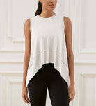 Modal Soft Sleeveless Cropped Yoga Tank (Long) White-washed - ododos