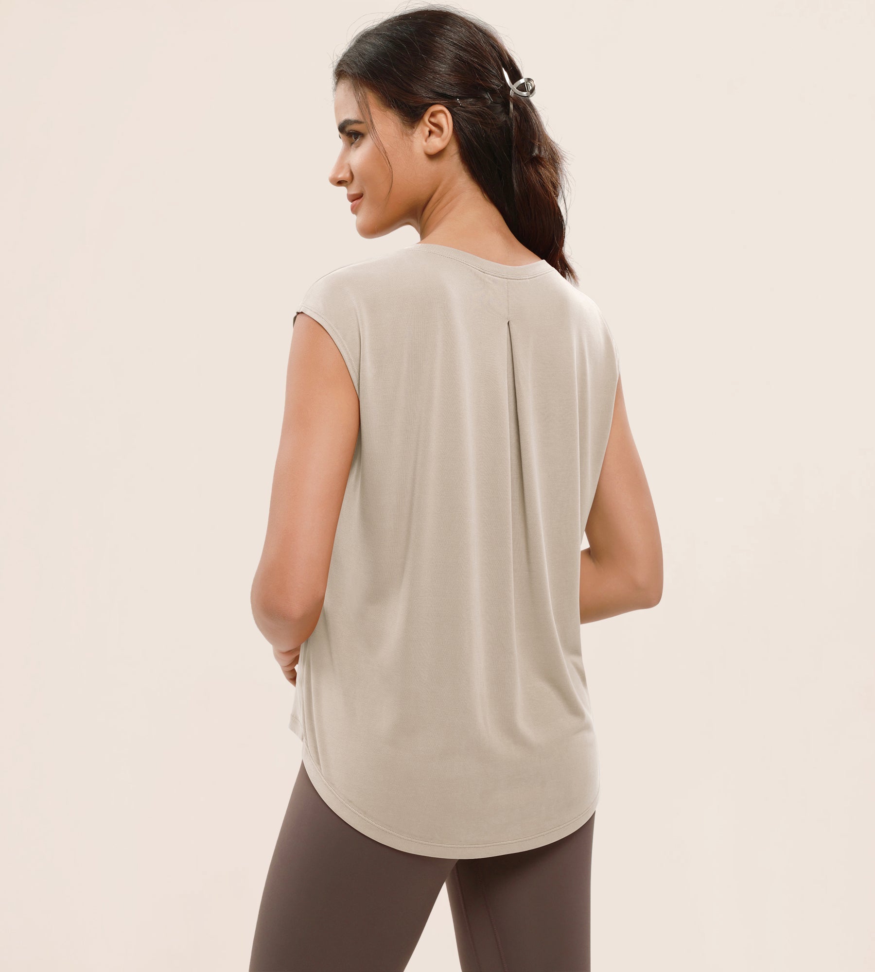 Modal Soft Crew Neck Yoga Summer Flowy Workout Sleeveless Shirts - ododos