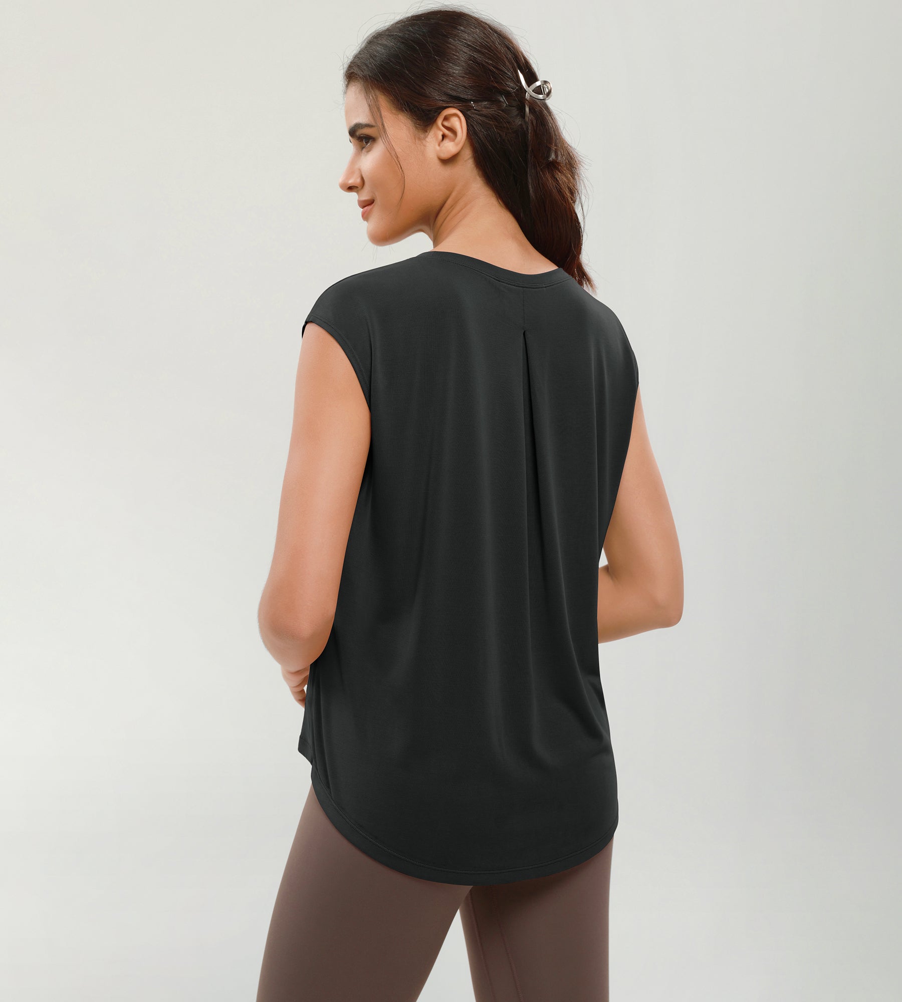 Modal Soft Crew Neck Yoga Summer Flowy Workout Sleeveless Shirts - ododos