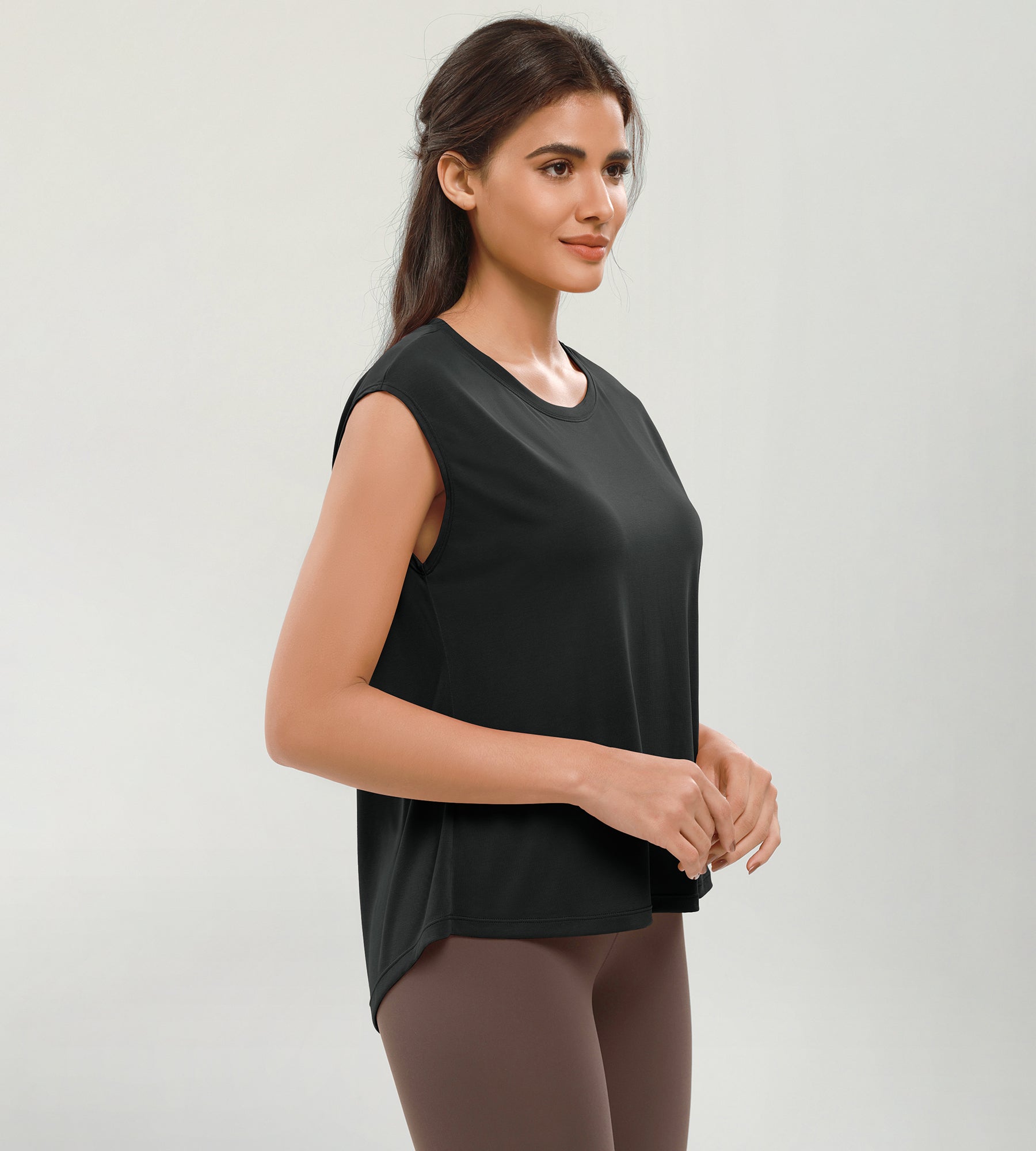 Modal Soft Crew Neck Yoga Summer Flowy Workout Sleeveless Shirts - ododos