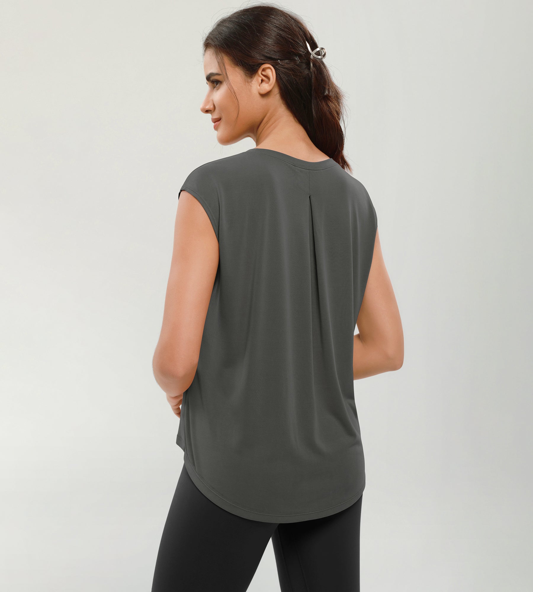 Modal Soft Crew Neck Yoga Summer Flowy Workout Sleeveless Shirts - ododos