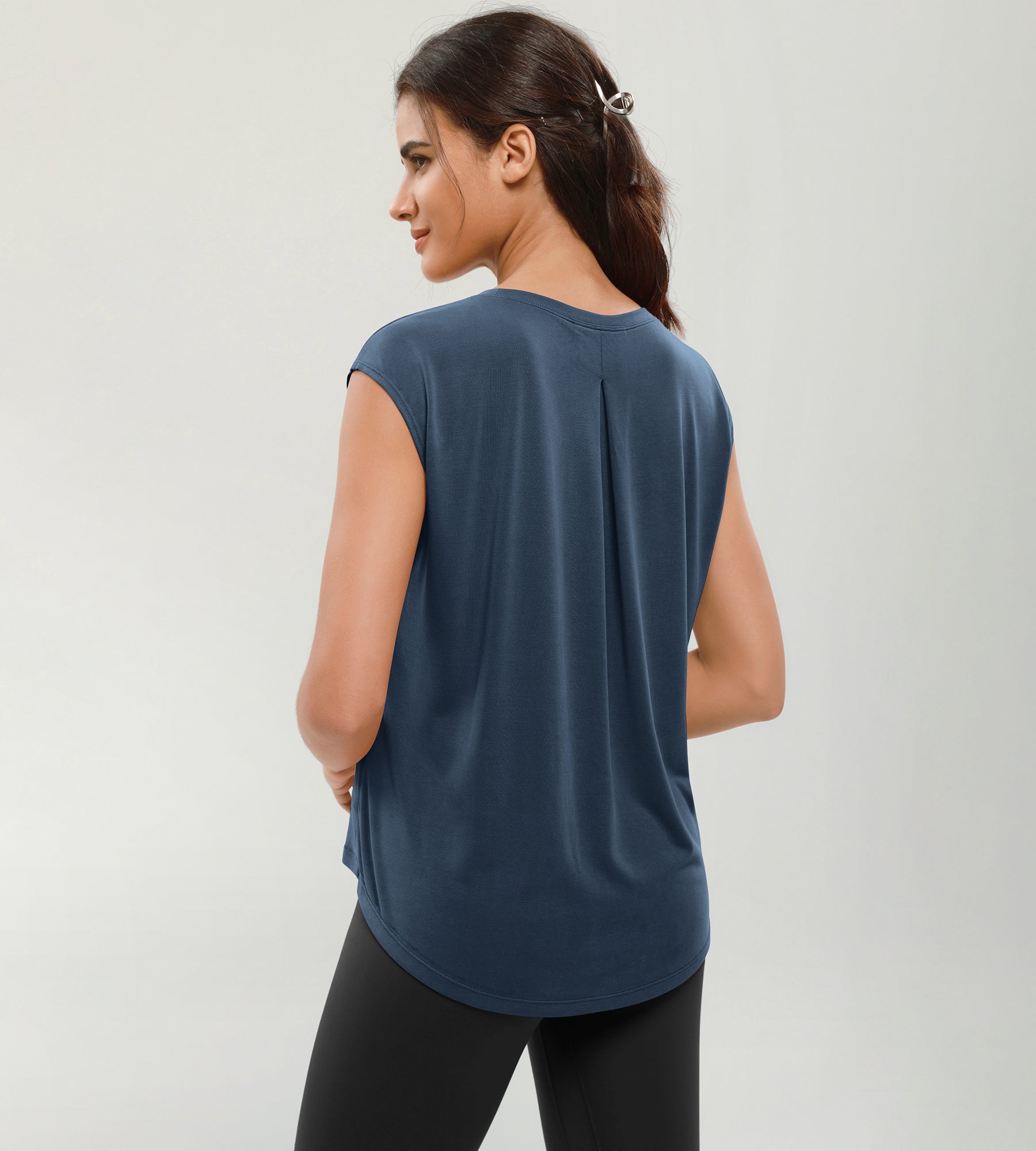 Modal Soft Crew Neck Yoga Summer Flowy Workout Sleeveless Shirts - ododos