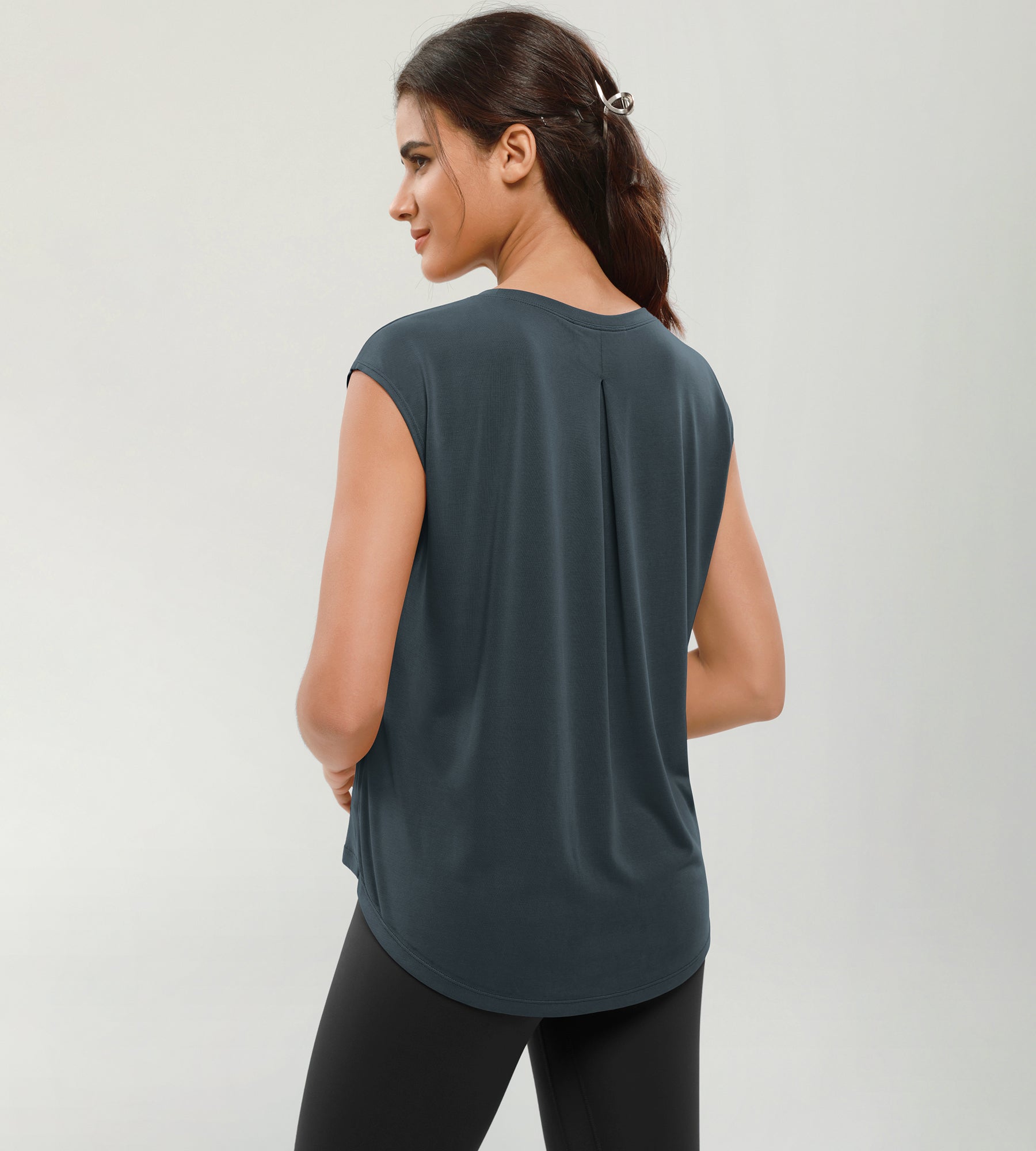 Modal Soft Crew Neck Yoga Summer Flowy Workout Sleeveless Shirts - ododos