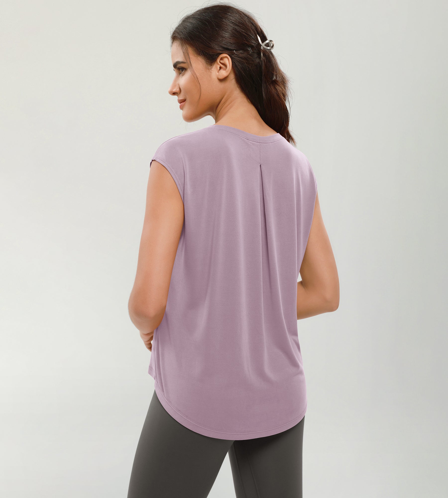Modal Soft Crew Neck Yoga Summer Flowy Workout Sleeveless Shirts - ododos