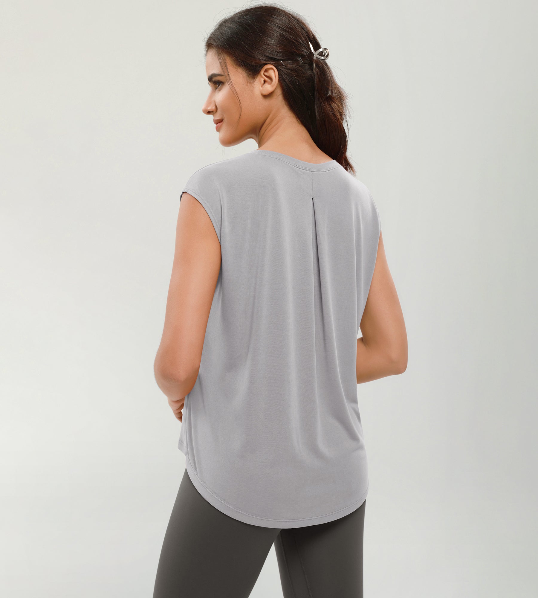 Modal Soft Crew Neck Yoga Summer Flowy Workout Sleeveless Shirts - ododos