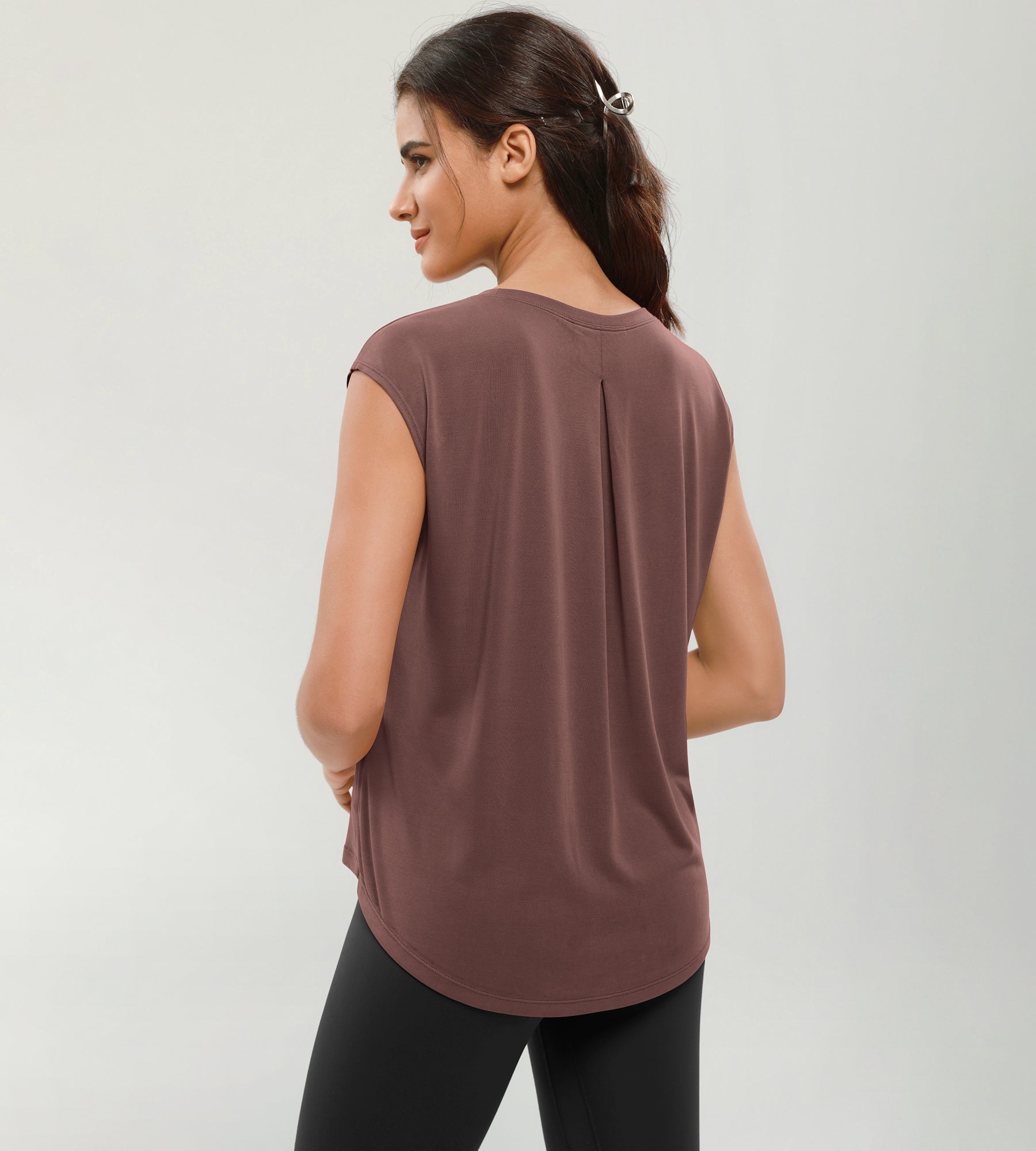 Modal Soft Crew Neck Yoga Summer Flowy Workout Sleeveless Shirts - ododos