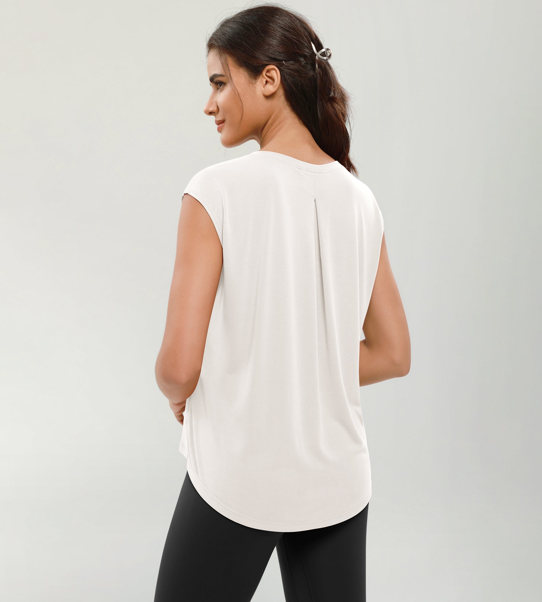 Modal Soft Crew Neck Yoga Summer Flowy Workout Sleeveless Shirts - ododos