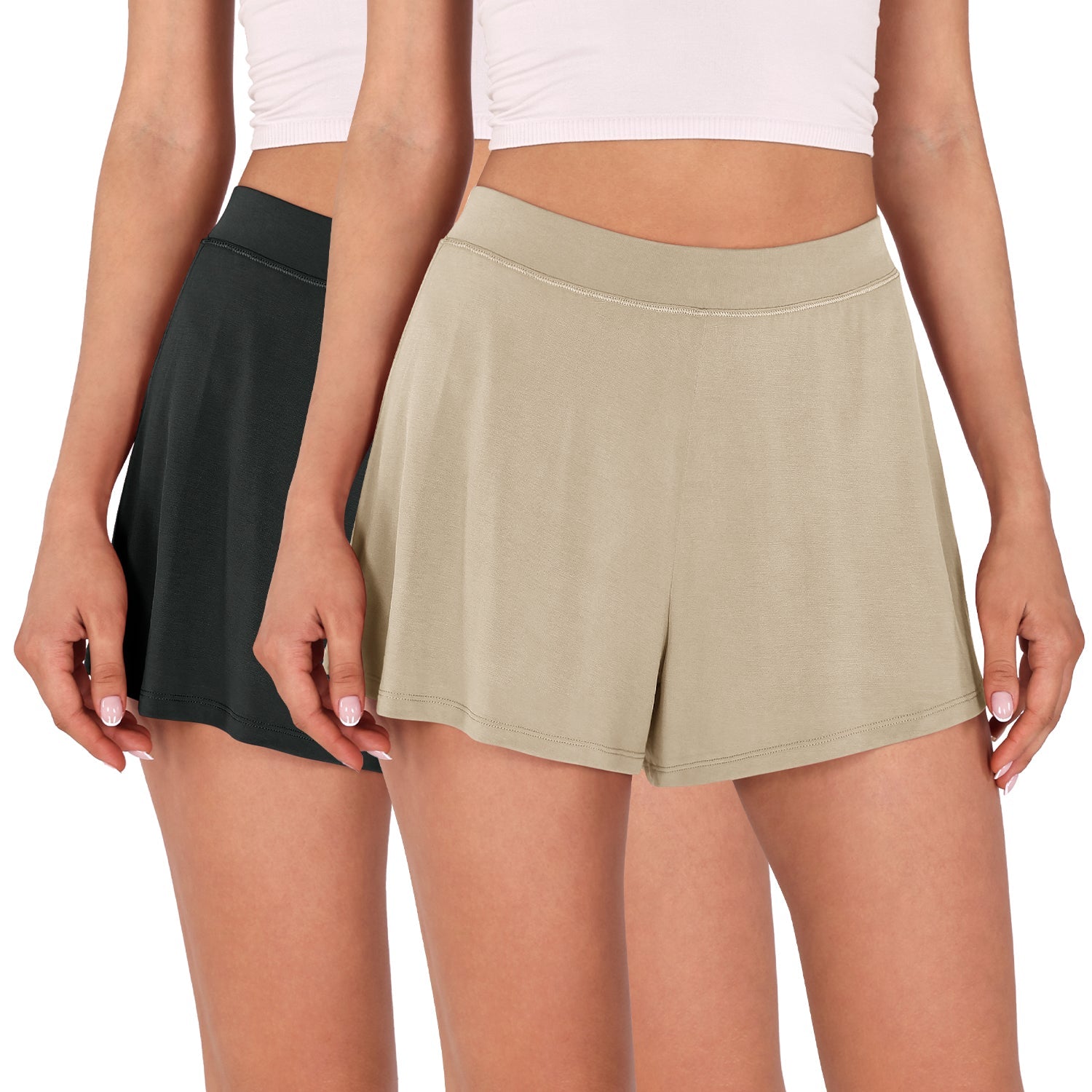 2 Pack Modal Soft Lounge Shorts Black+Abalone - ododos