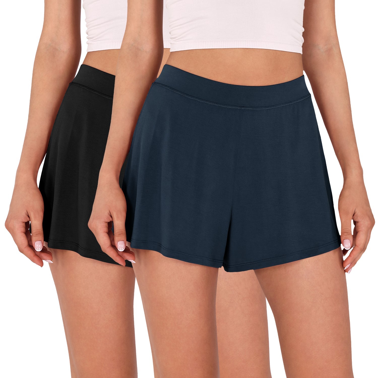 2 Pack Modal Soft Lounge Shorts Black+Midnight - ododos