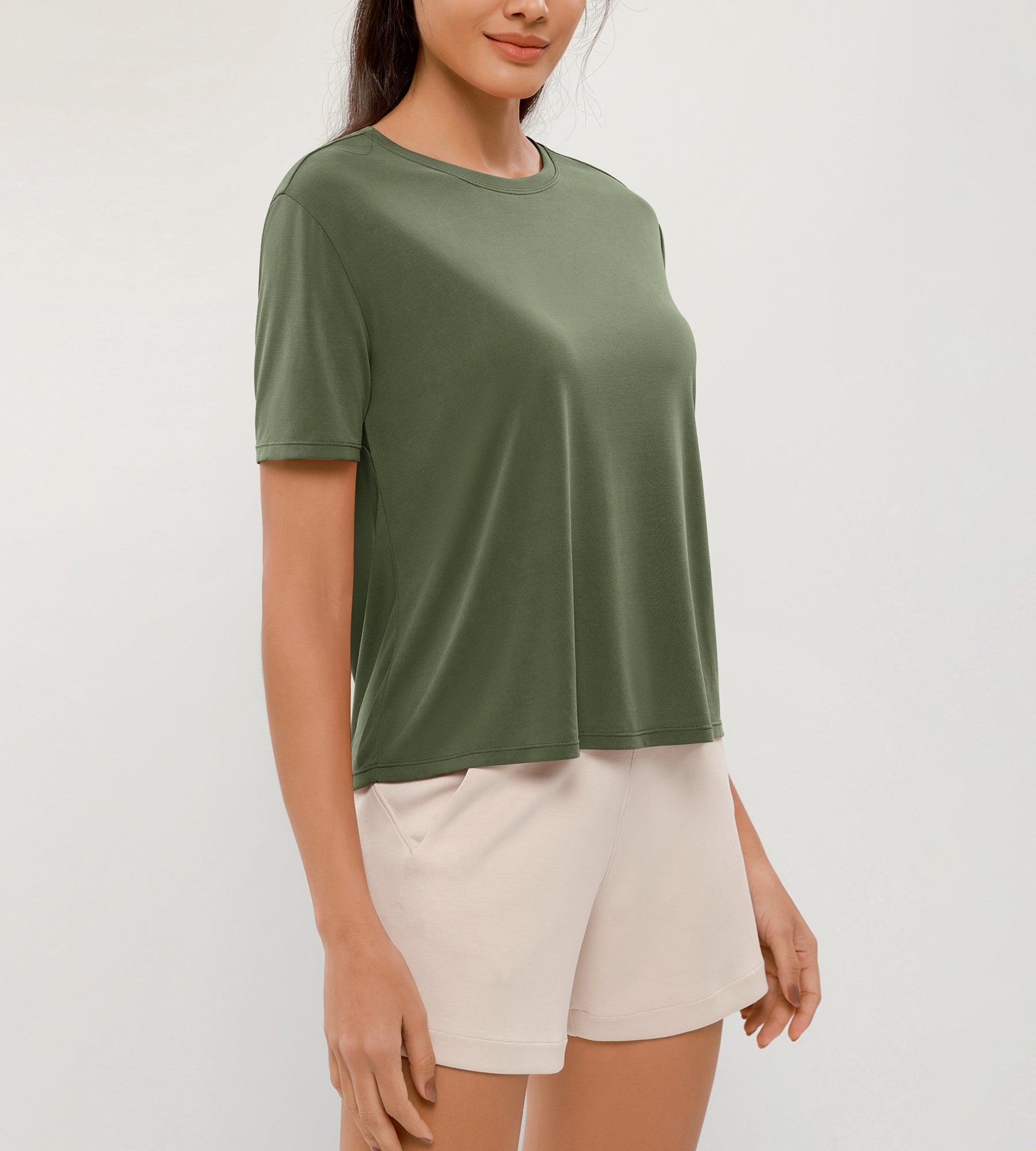 Modal Soft Crew Neck Short Sleeve Shirts - ododos