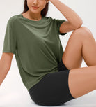 Modal Soft Crew Neck Short Sleeve Shirts - ododos