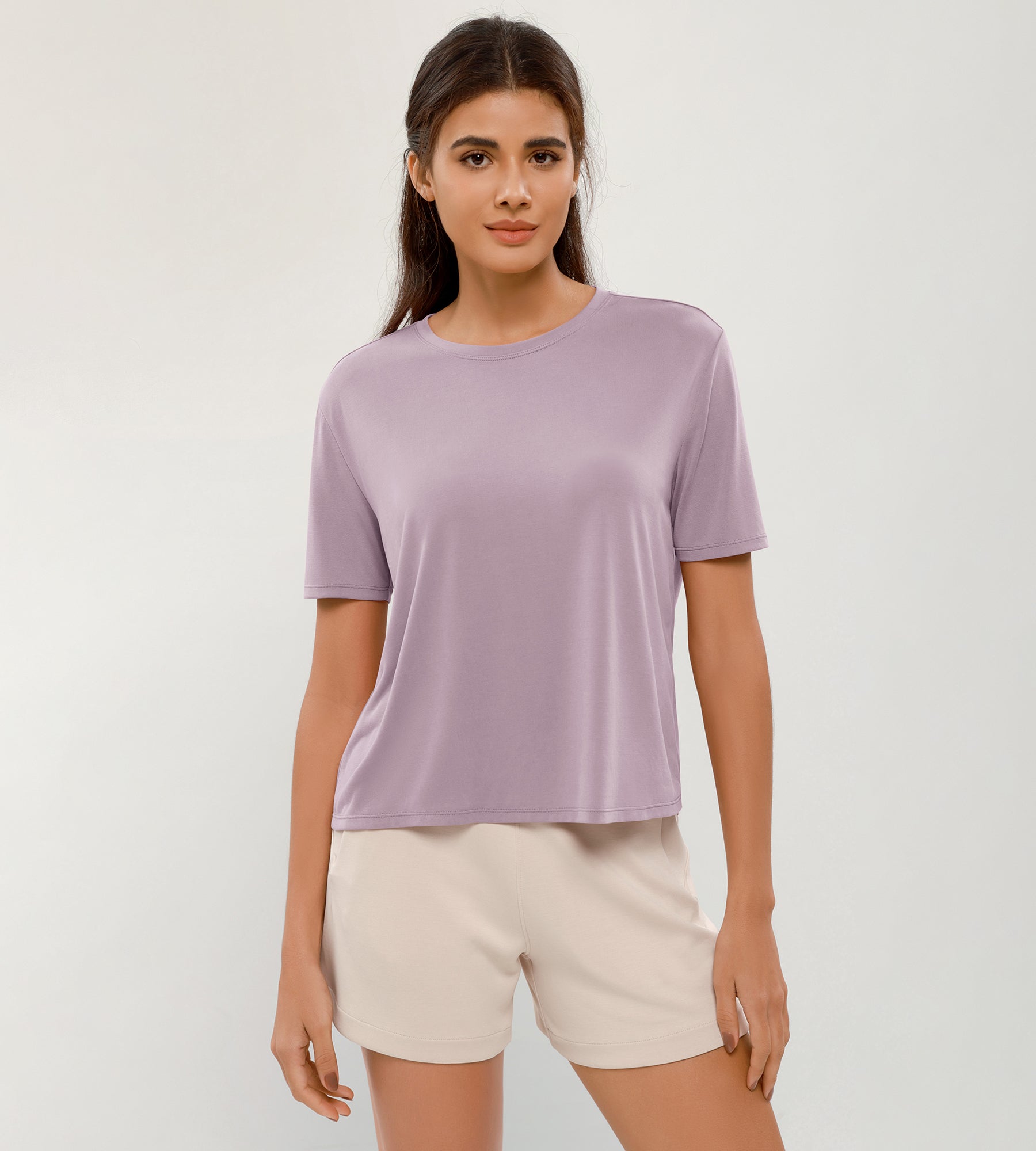 Modal Soft Crew Neck Short Sleeve Shirts - ododos