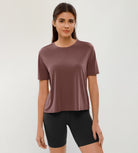 Modal Soft Crew Neck Short Sleeve Shirts Sangria - ododos