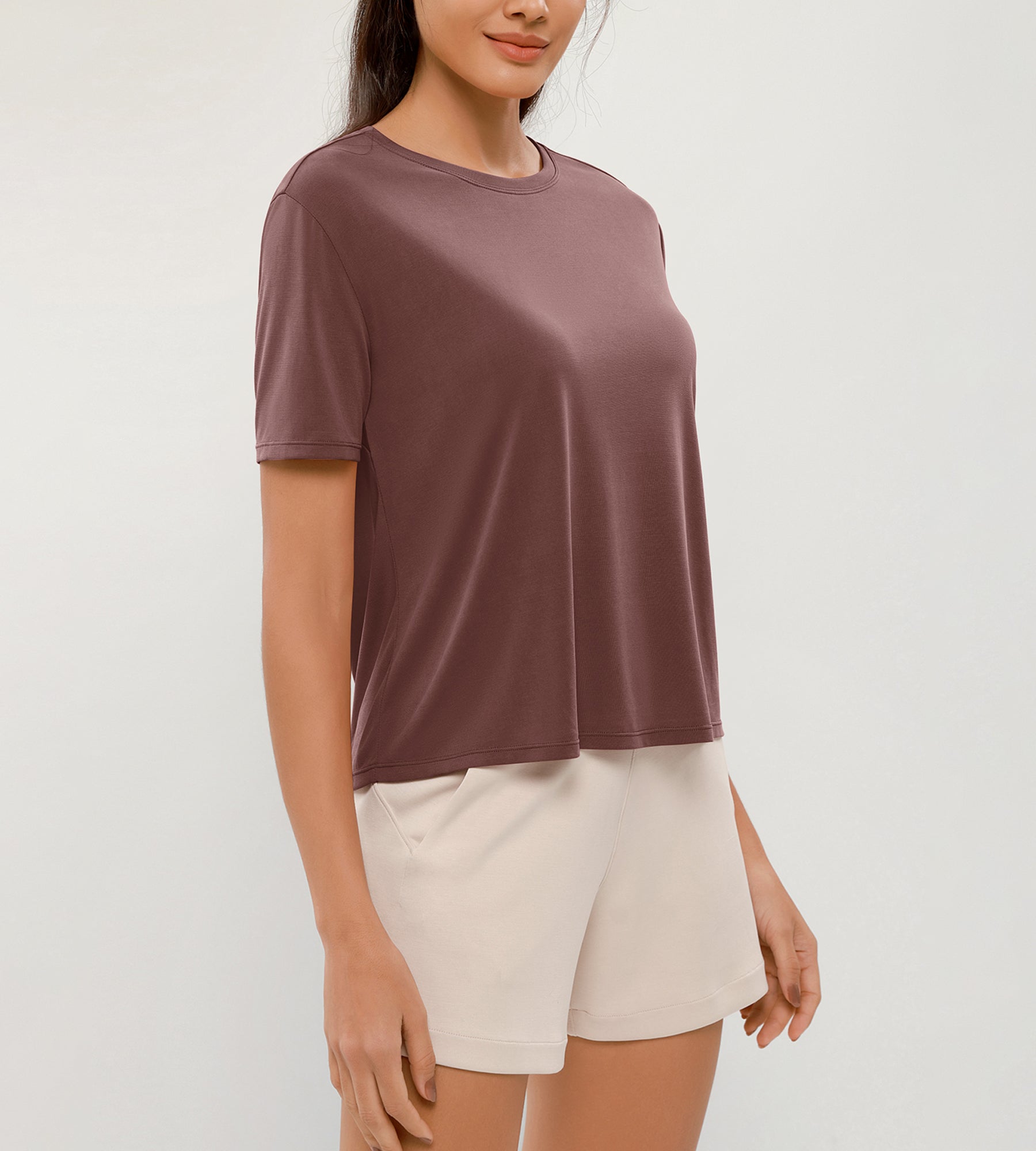 Modal Soft Crew Neck Short Sleeve Shirts - ododos