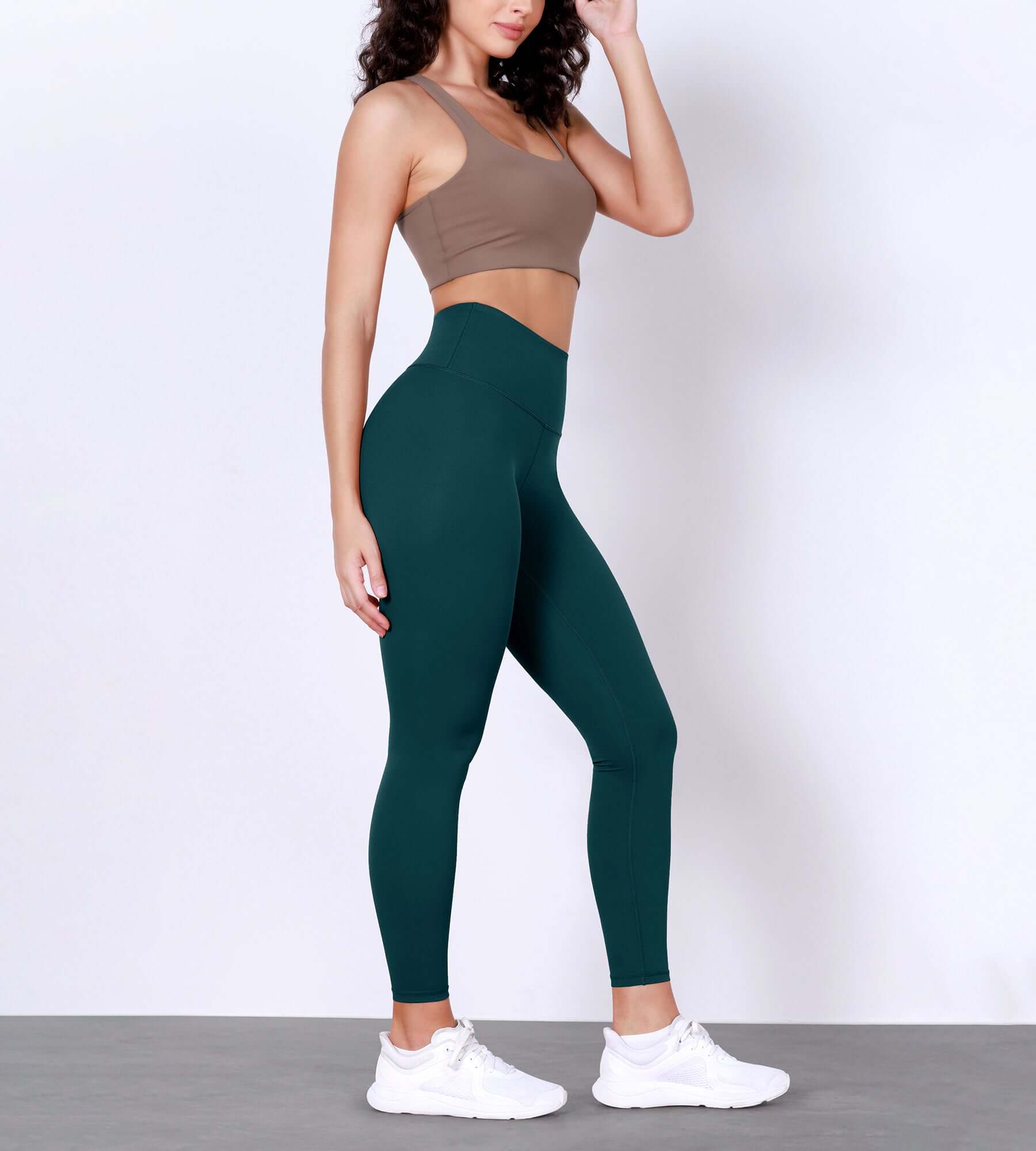 25 Body-Hugging Workout Leggings with Back Pocket Forest Teal - ododos