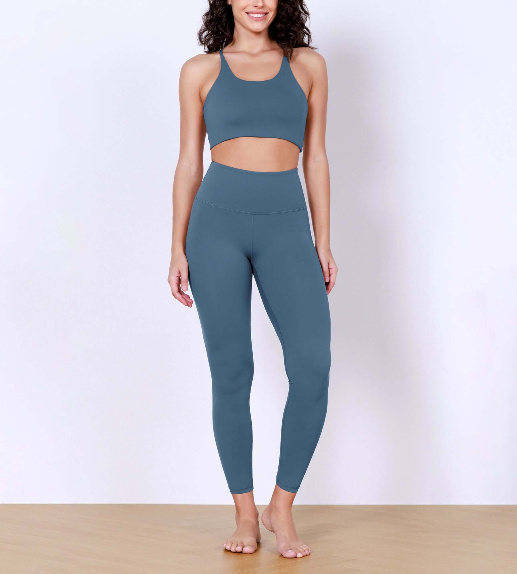 25 Body-Hugging Workout Leggings with Back Pocket Ink Blue - ododos