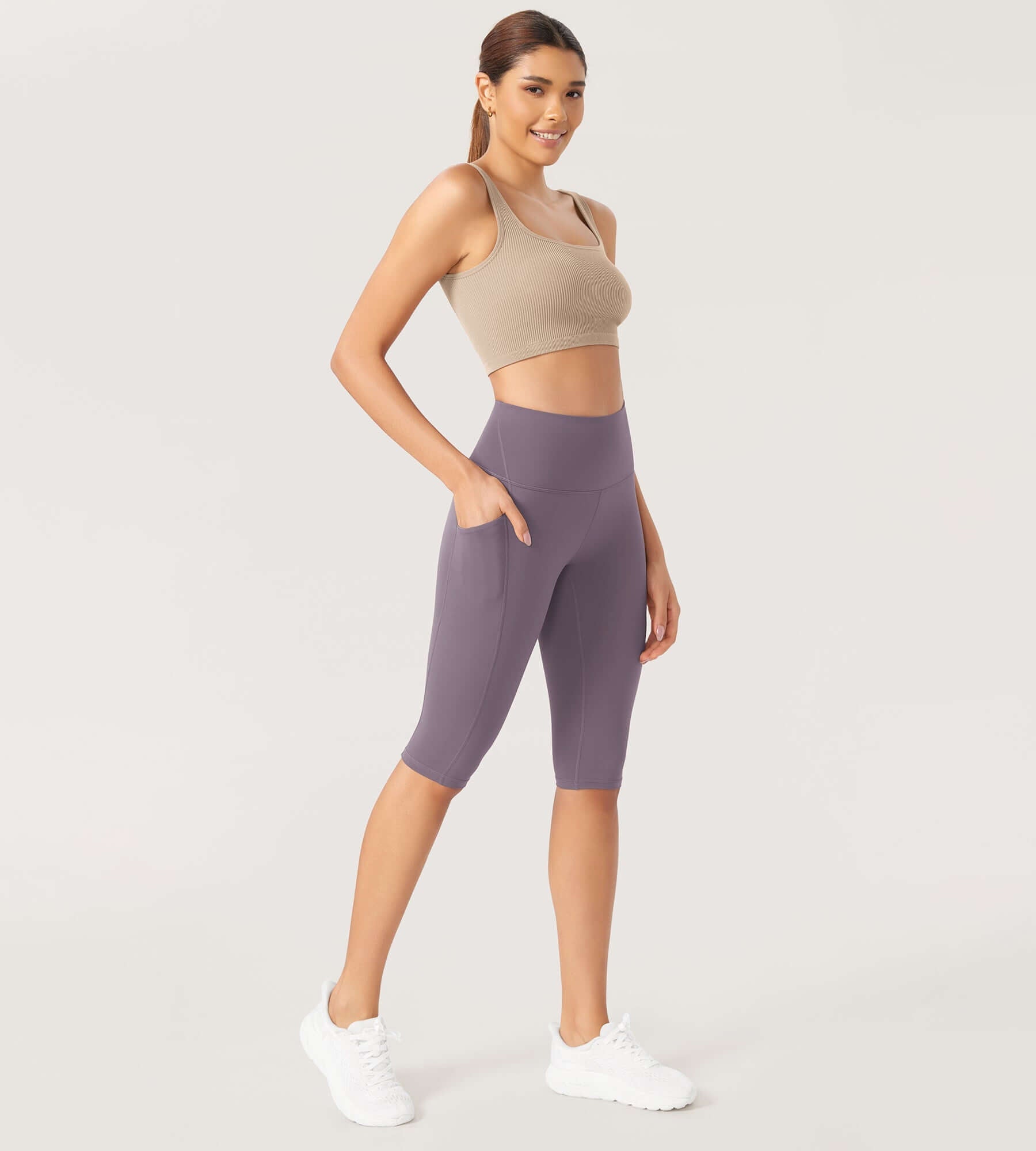ODLEX 2-Pack 14 High Waist Workout Capris with Pockets - ododos