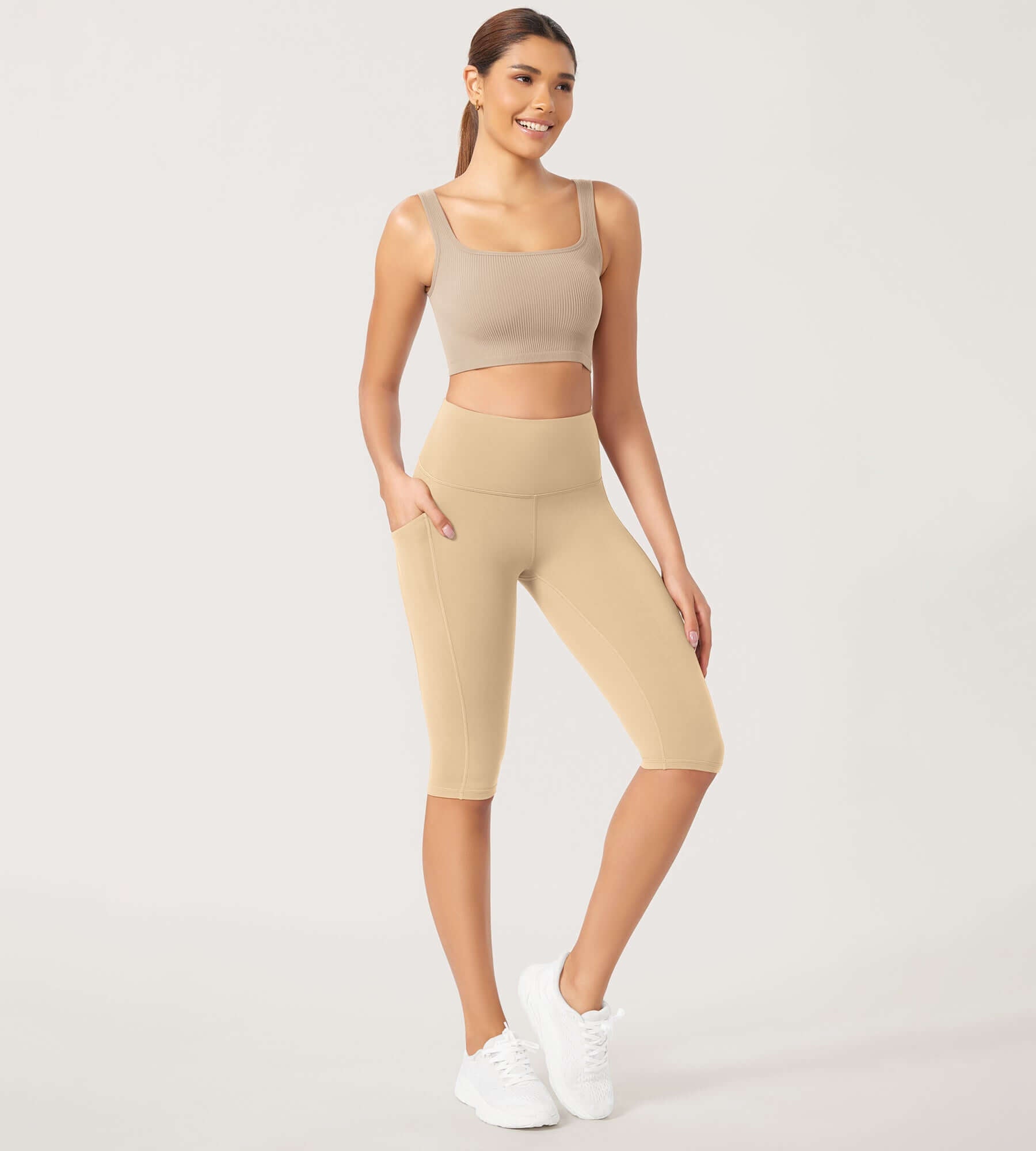 ODLEX 2-Pack 14 High Waist Workout Capris with Pockets - ododos