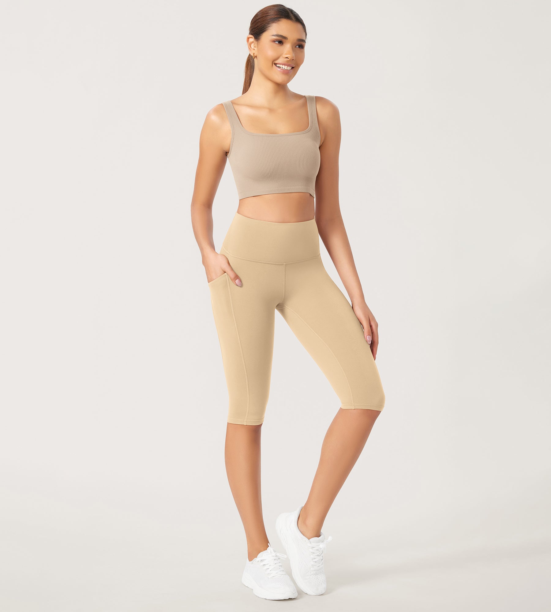 ODLEX 2-Pack 14" High Waist Workout Capris with Pockets - ododos