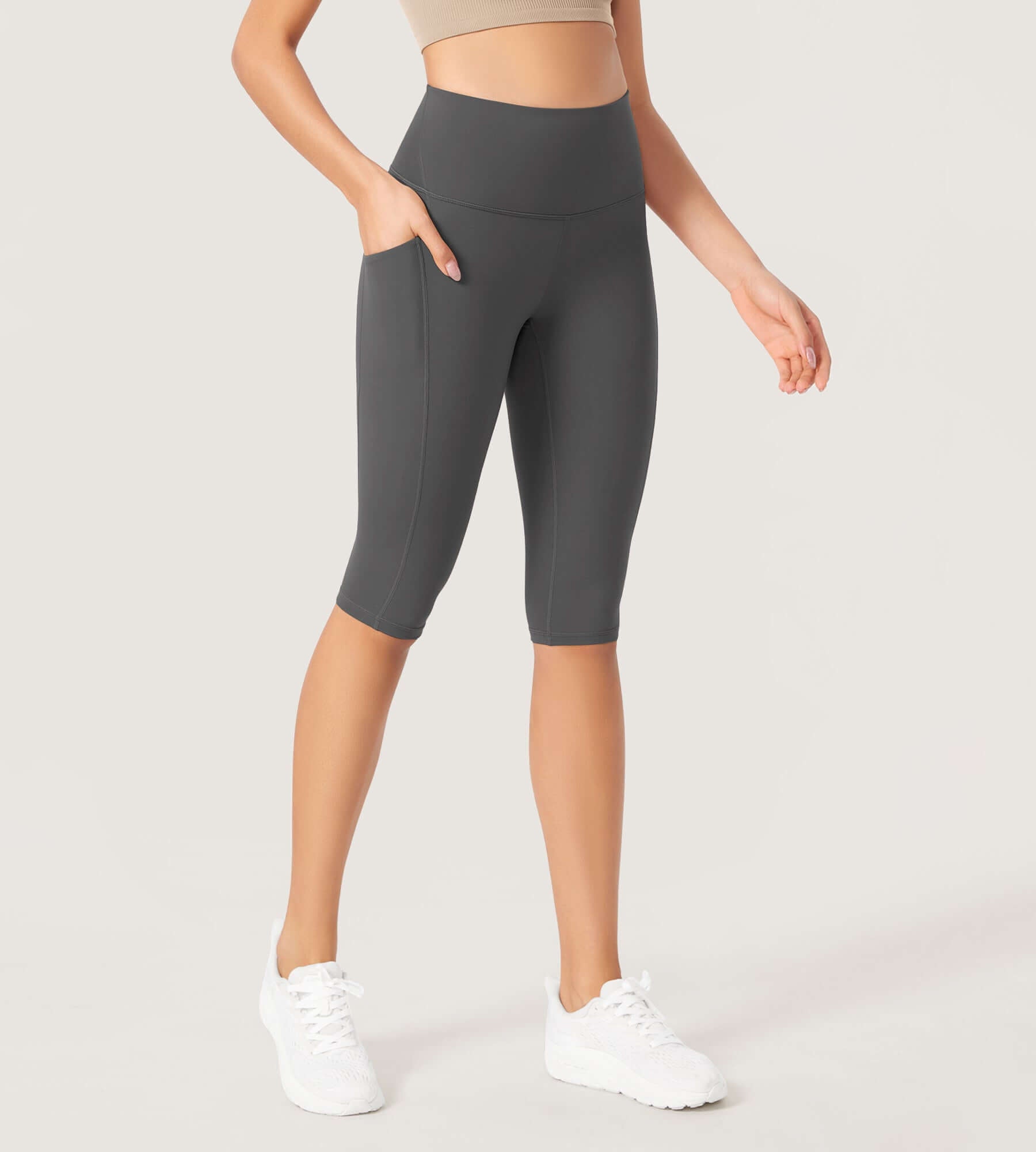ODLEX 2-Pack 14 High Waist Workout Capris with Pockets - ododos