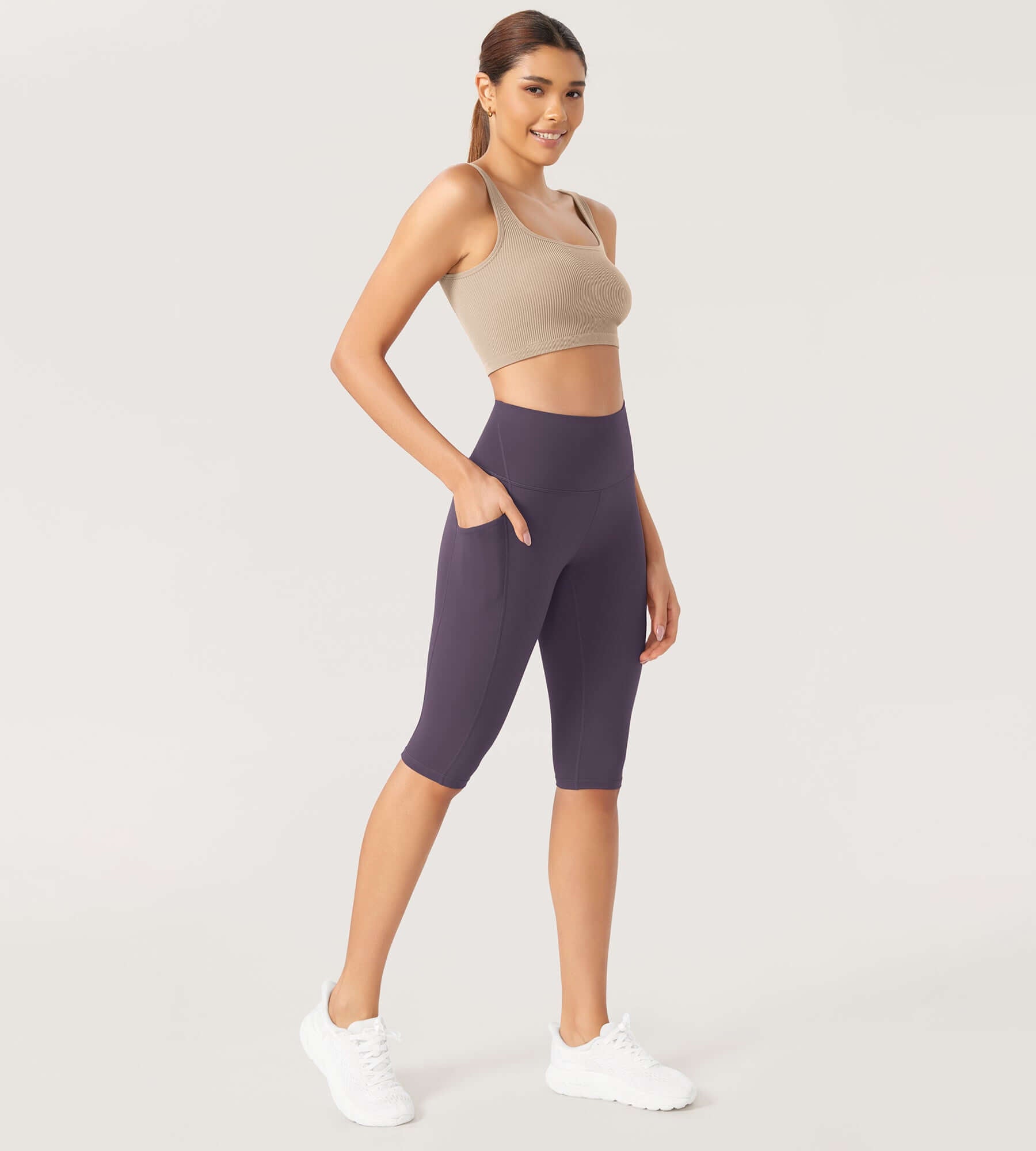 ODLEX 2-Pack 14 High Waist Workout Capris with Pockets - ododos