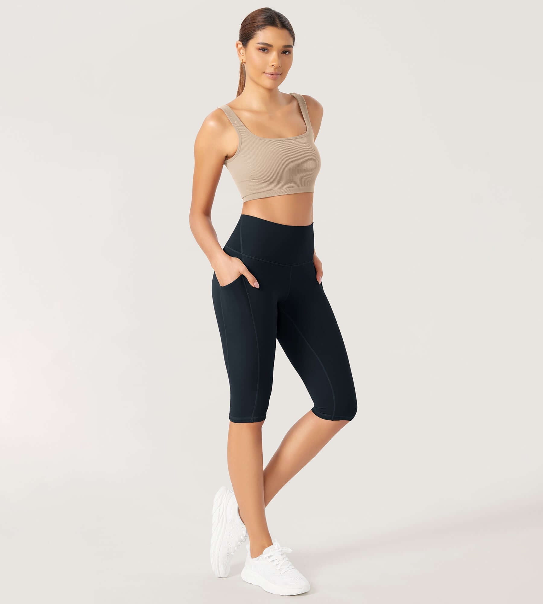 ODLEX 2-Pack 14 High Waist Workout Capris with Pockets - ododos
