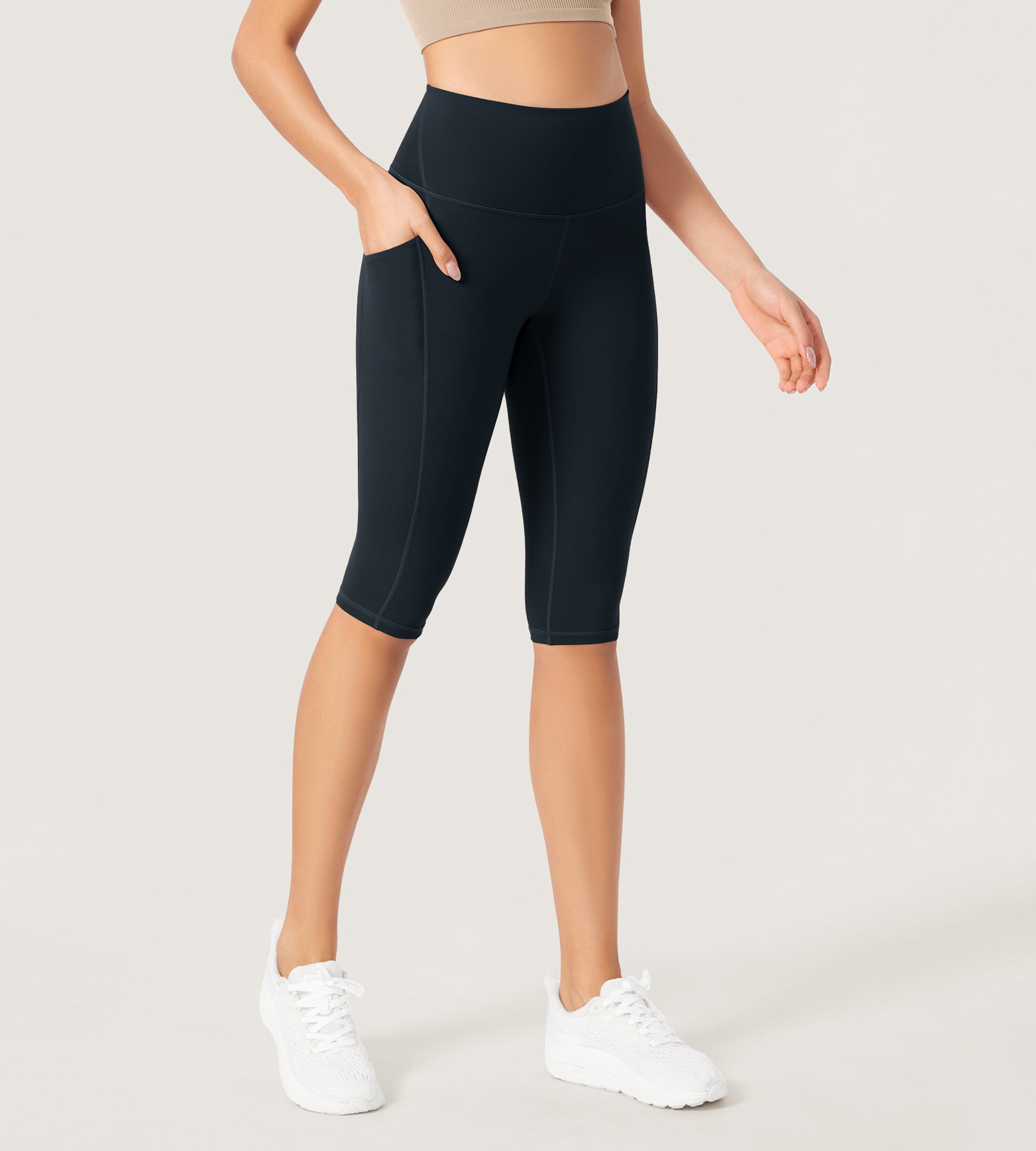 ODLEX 2-Pack 14" High Waist Workout Capris with Pockets - ododos