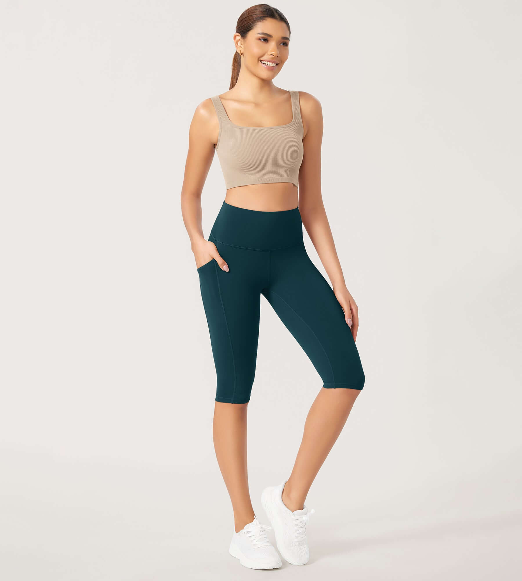 ODLEX 2-Pack 14 High Waist Workout Capris with Pockets - ododos