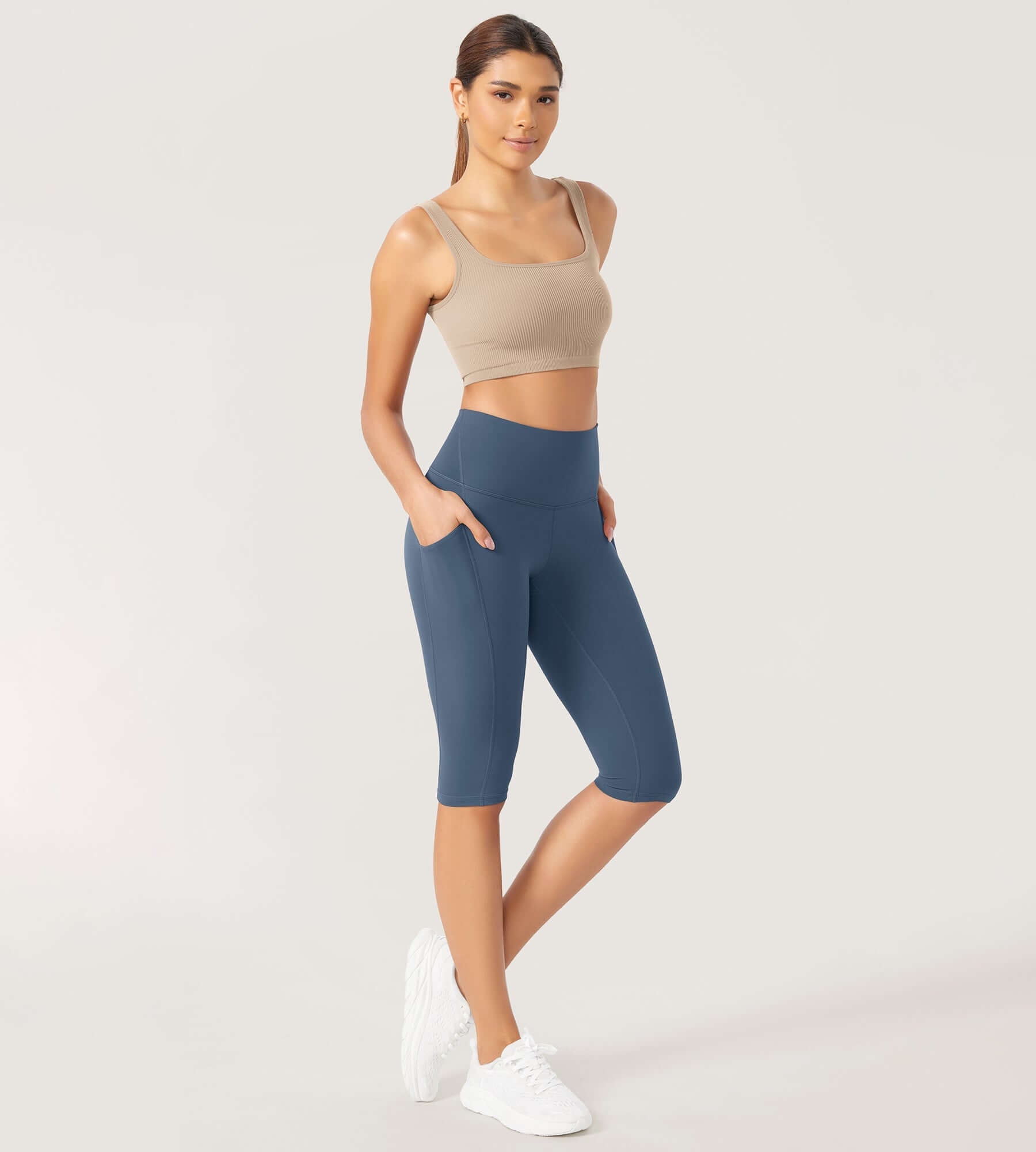 ODLEX 2-Pack 14 High Waist Workout Capris with Pockets - ododos