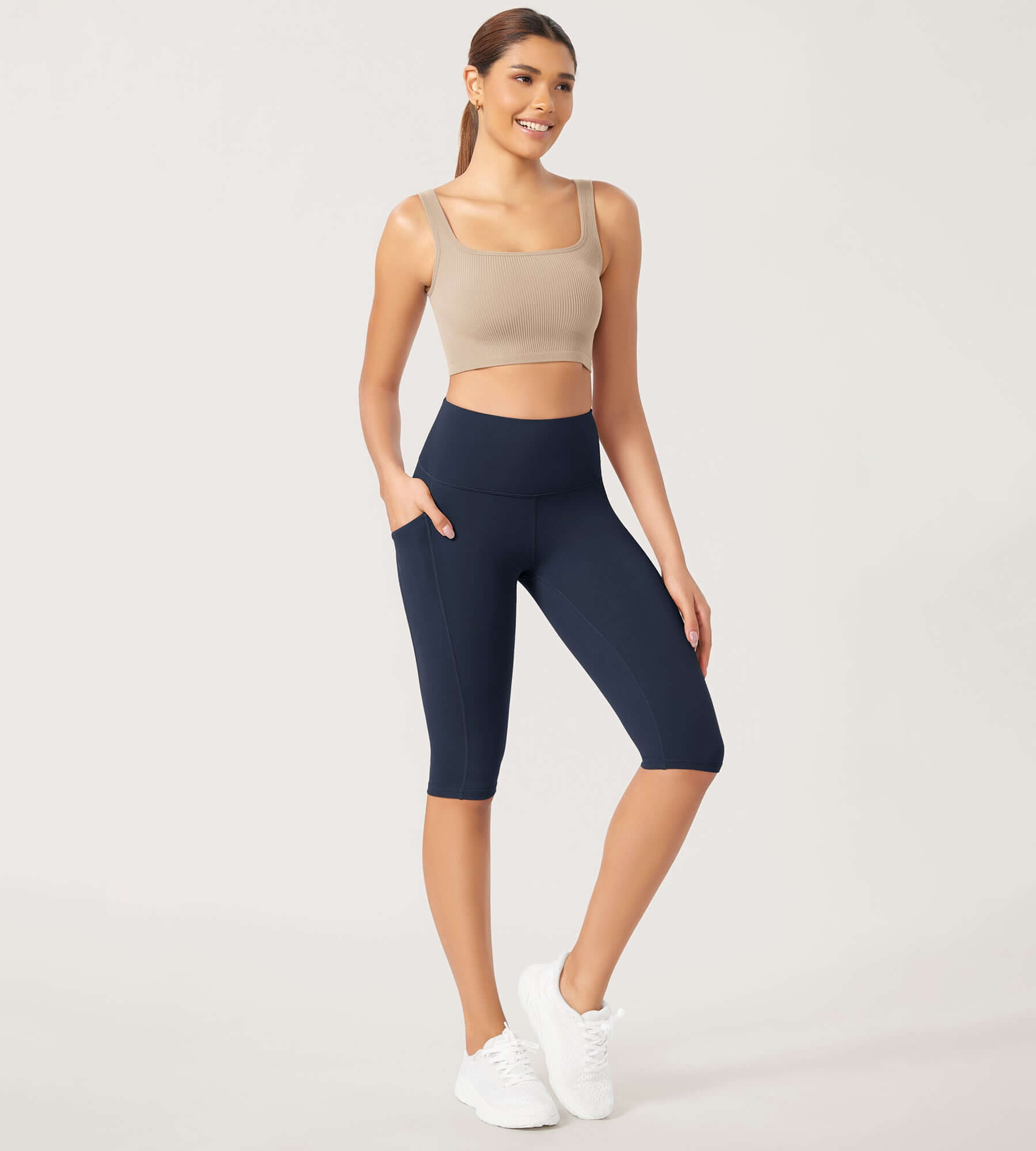 ODLEX 2-Pack 14 High Waist Workout Capris with Pockets - ododos