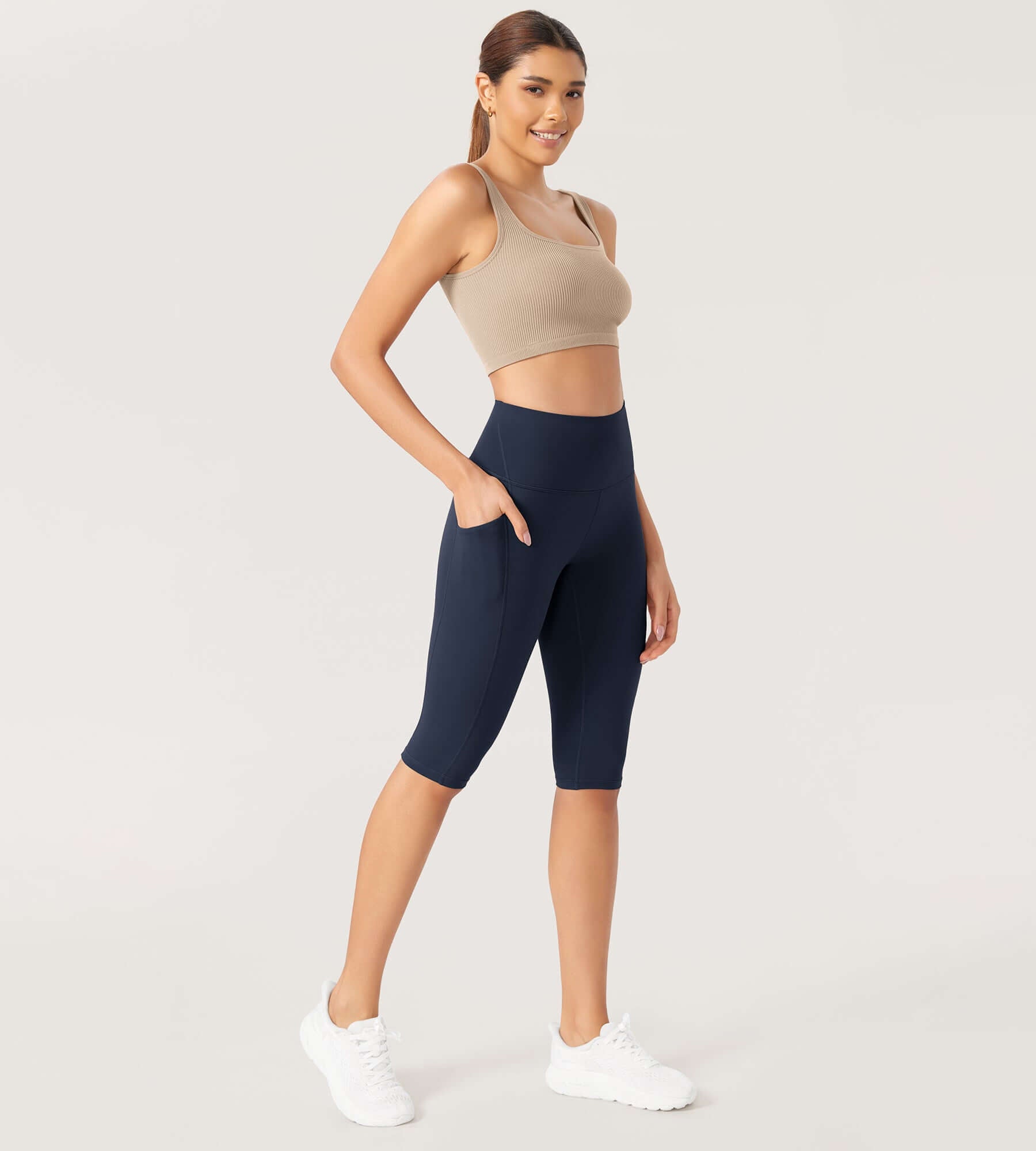 ODLEX 2-Pack 14 High Waist Workout Capris with Pockets - ododos