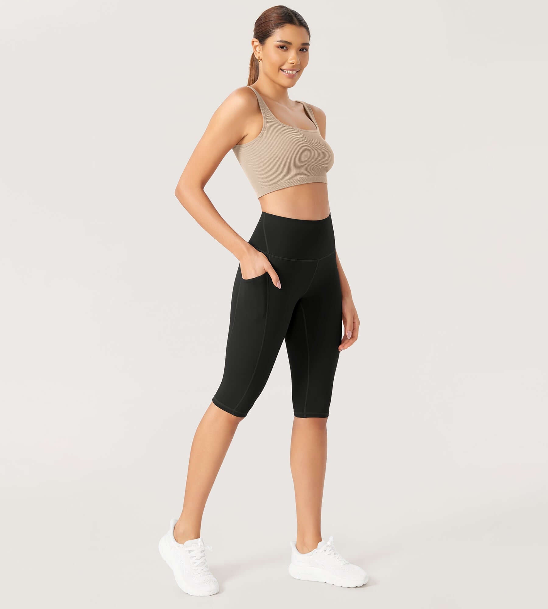 ODLEX 2-Pack 14 High Waist Workout Capris with Pockets - ododos