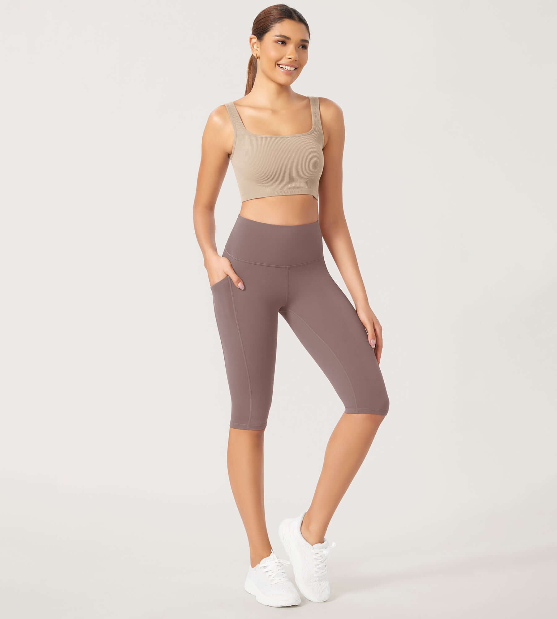 ODLEX 2-Pack 14 High Waist Workout Capris with Pockets - ododos