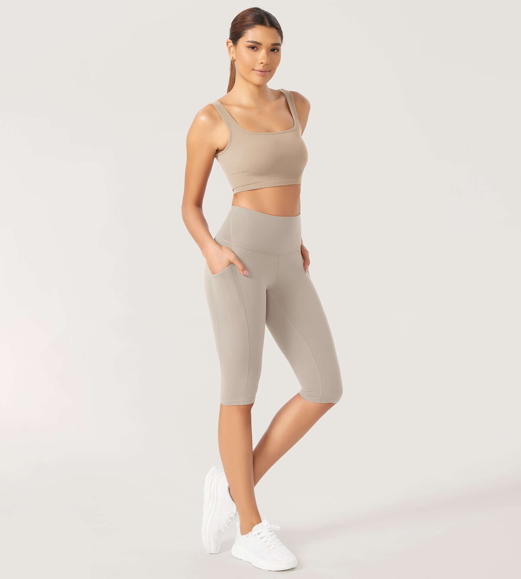 ODLEX 2-Pack 14 High Waist Workout Capris with Pockets - ododos