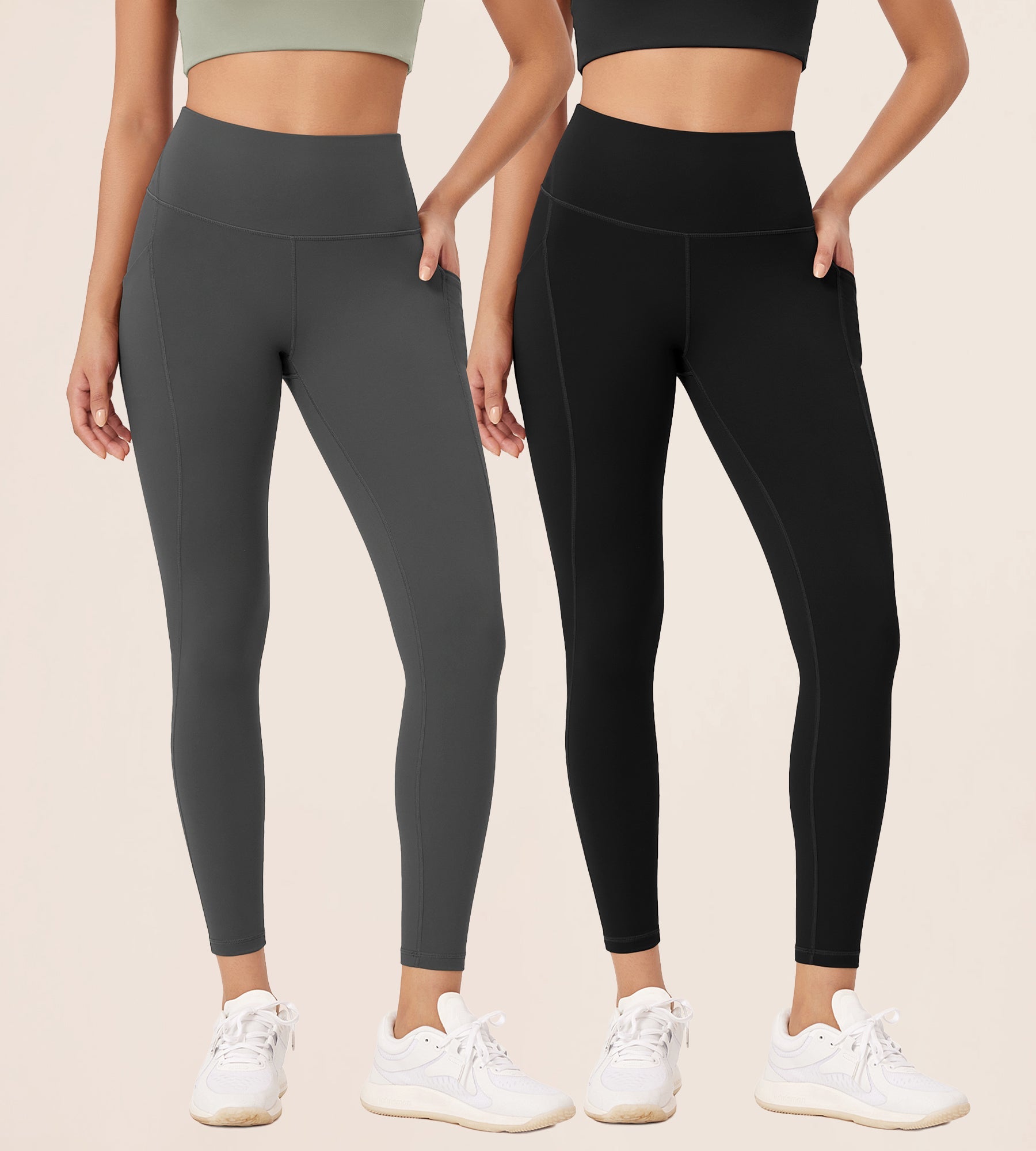 2-Pack 25â€?High Waist Workout Leggings with Pockets - ododos
