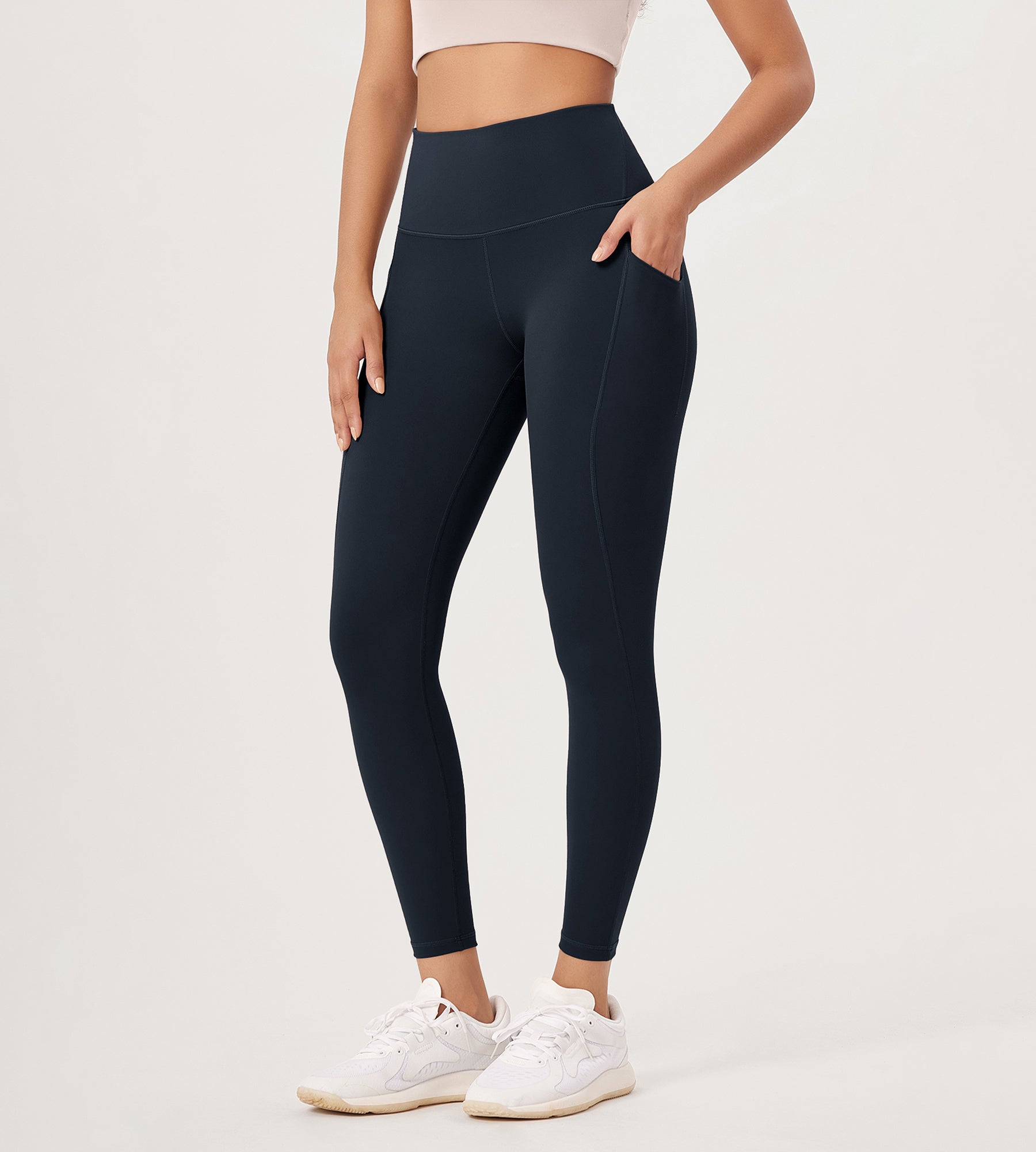 25” High Waist Workout Leggings with Pockets Deep Navy - ododos