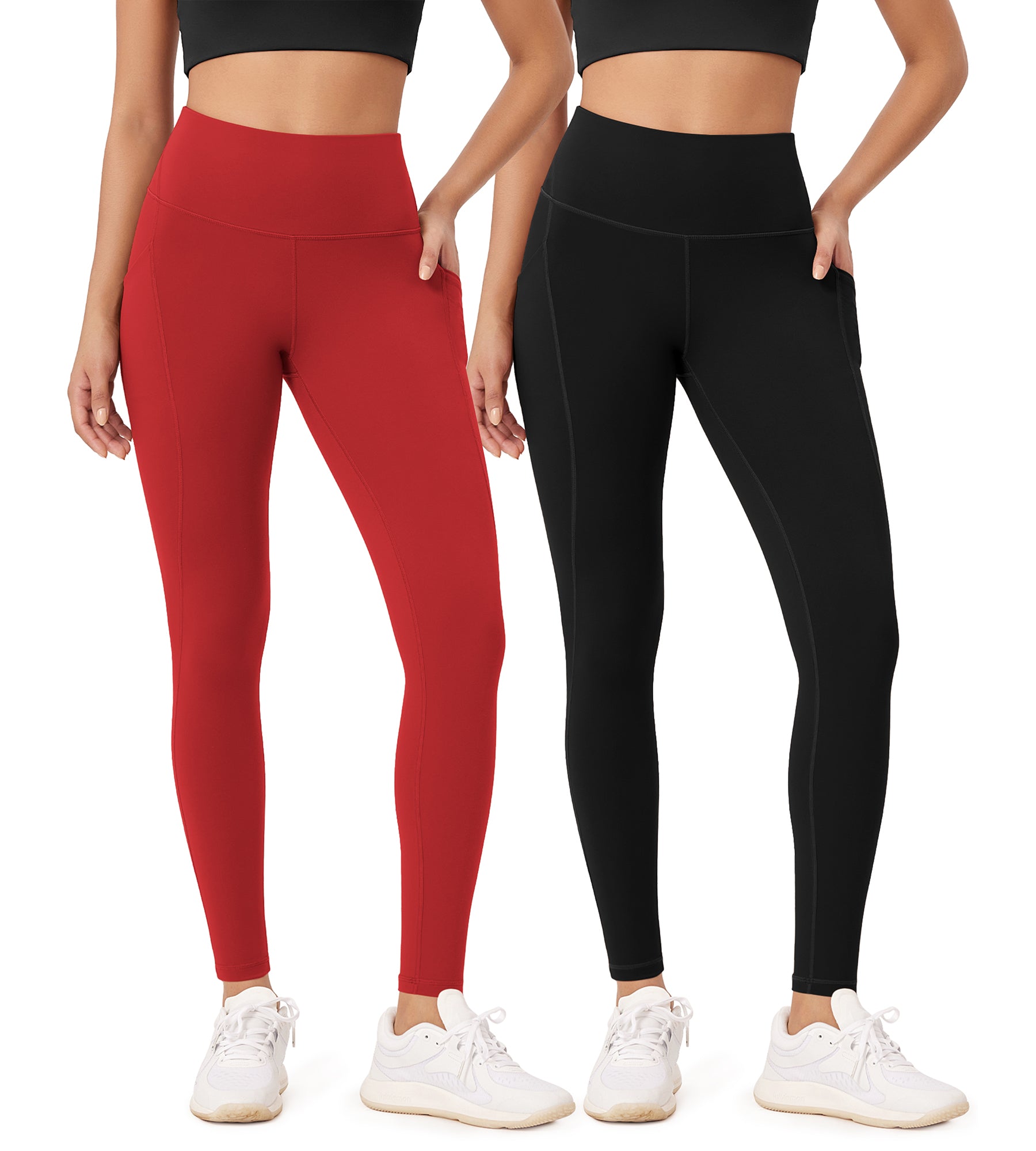 2-Pack 28" High Waist Workout Leggings with Pockets - ododos