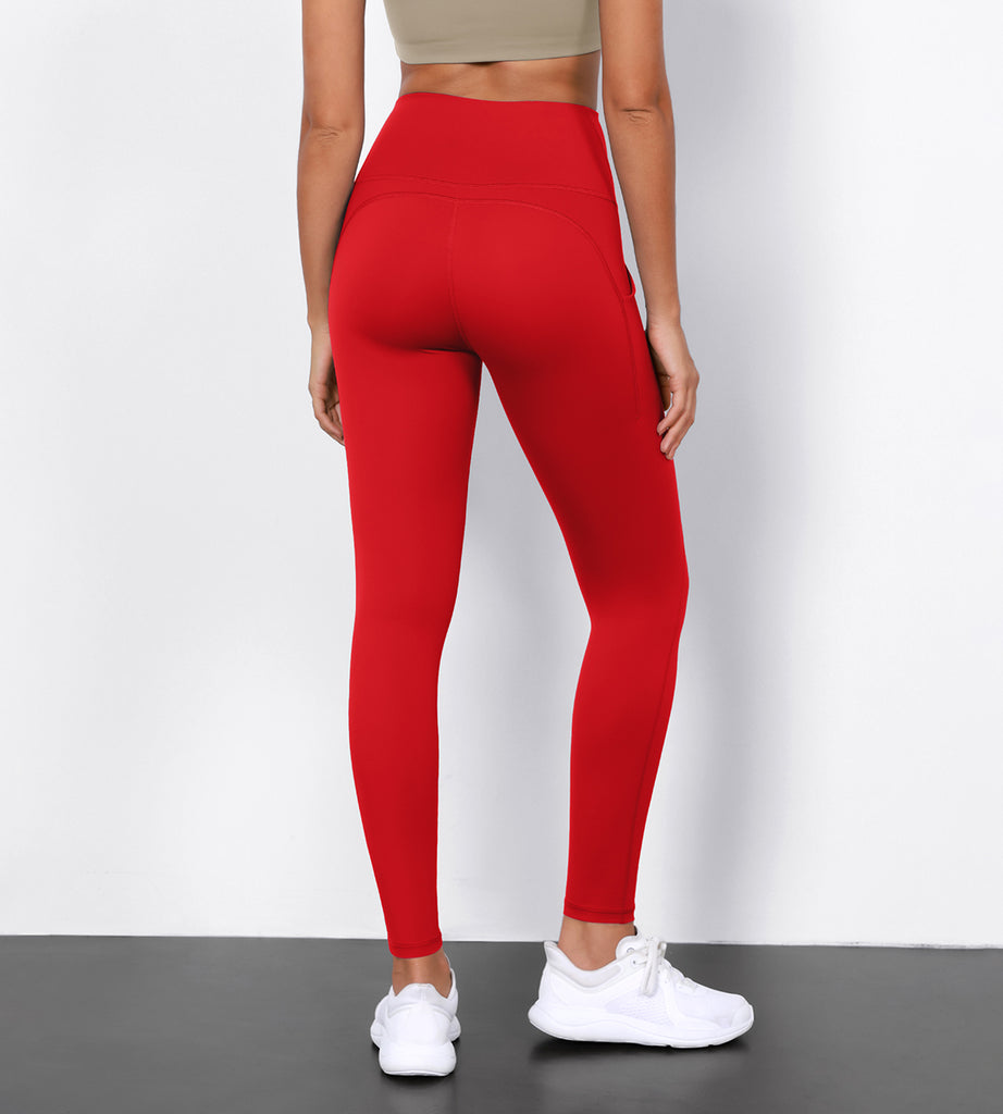 GetUSCart- ODODOS Women's 7/8 Yoga Leggings with Pockets, High Waisted  Workout Sports Running Tights Athletic Pants-Inseam 25, Red, XX-Large