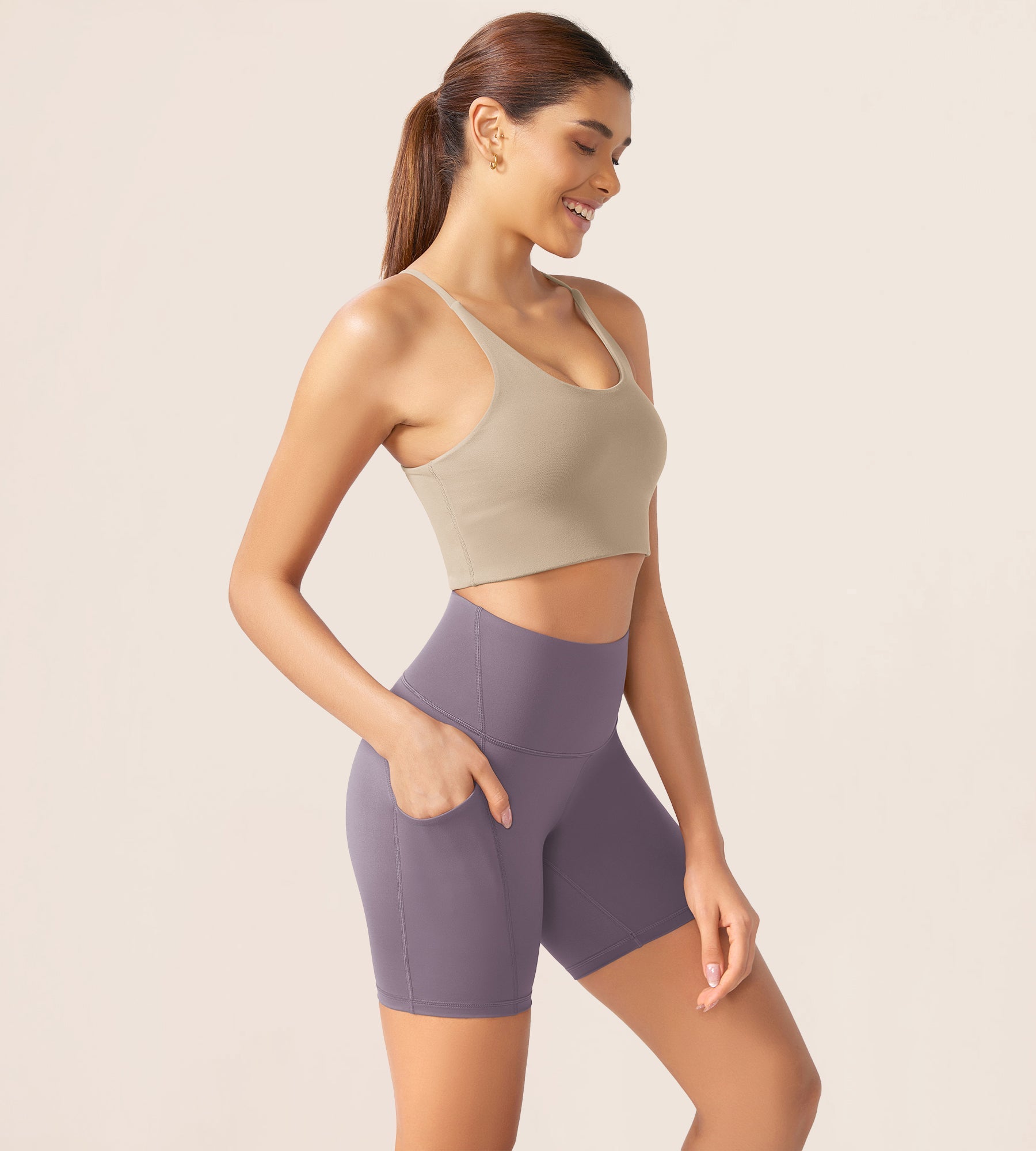 ODLEX 6 Inseam High Waist Workout Athletic Biker Shorts with Pockets - ododos