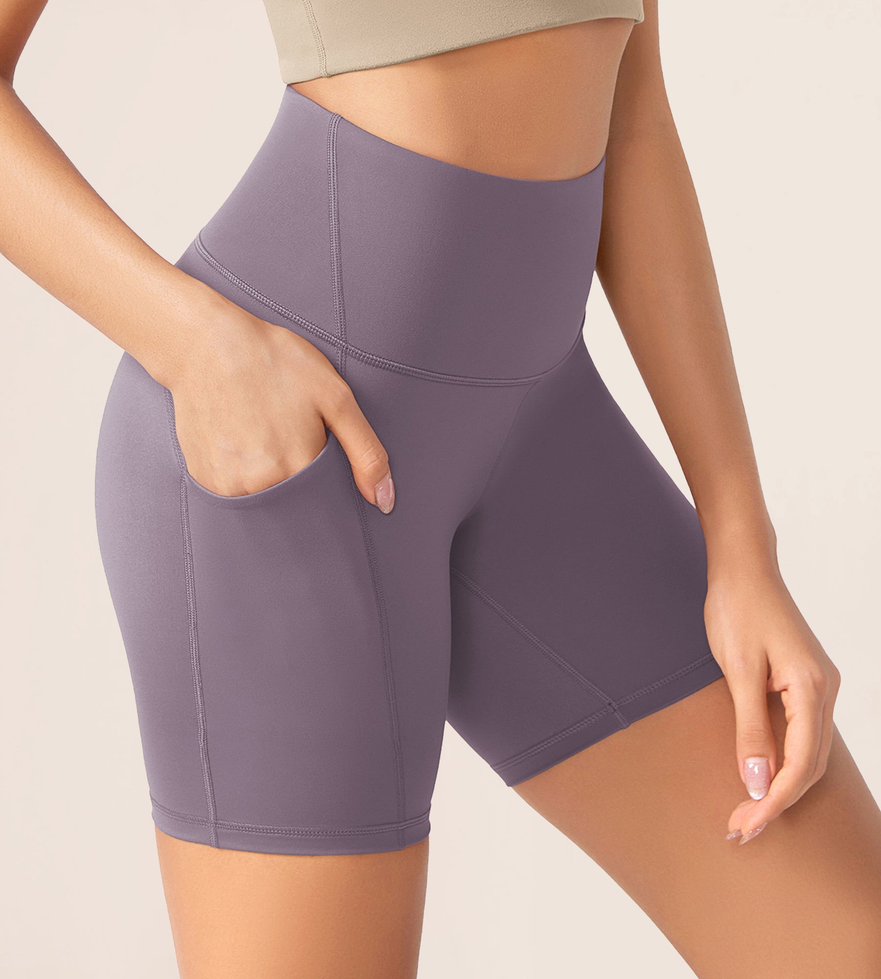 ODLEX 6 Inseam High Waist Workout Athletic Biker Shorts with Pockets - ododos