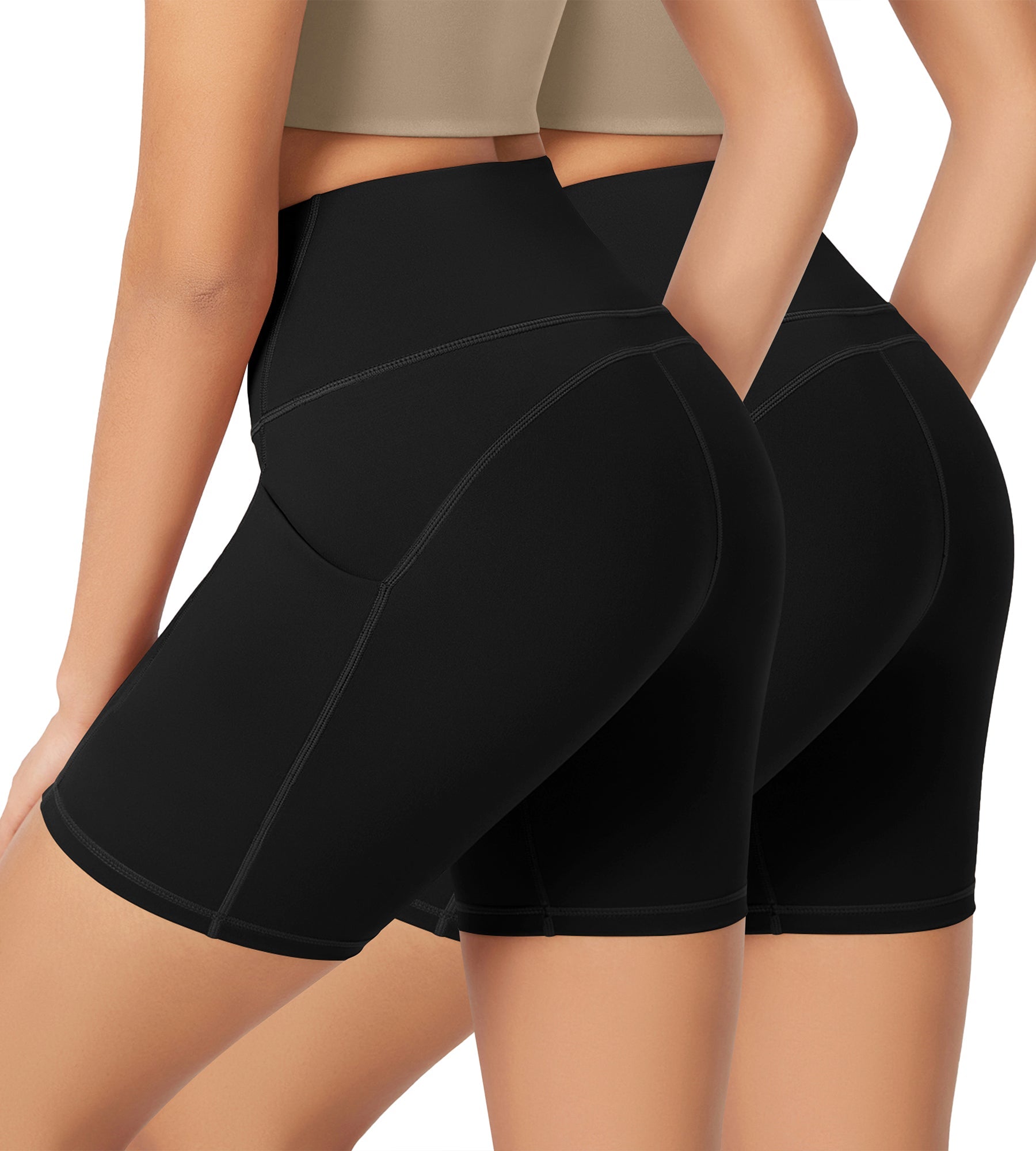 ODLEX 2-Pack 6 Inseam High Waist Workout Athletic Biker Shorts with Pockets - ododos