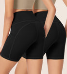 ODLEX 2-Pack 6" Inseam High Waist Workout Athletic Biker Shorts with Pockets - ododos