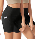 ODLEX 2-Pack 6" Inseam High Waist Workout Athletic Biker Shorts with Pockets - ododos