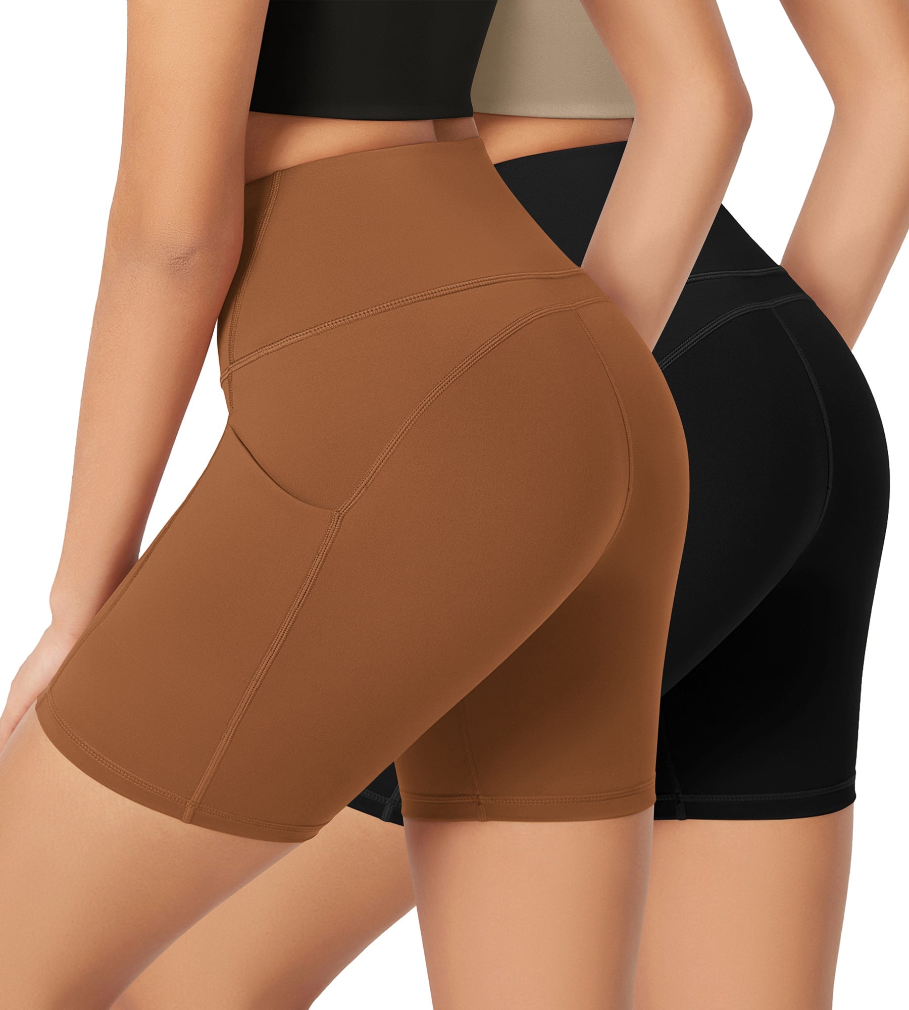 ODLEX 2-Pack 6 Inseam High Waist Workout Athletic Biker Shorts with Pockets - ododos